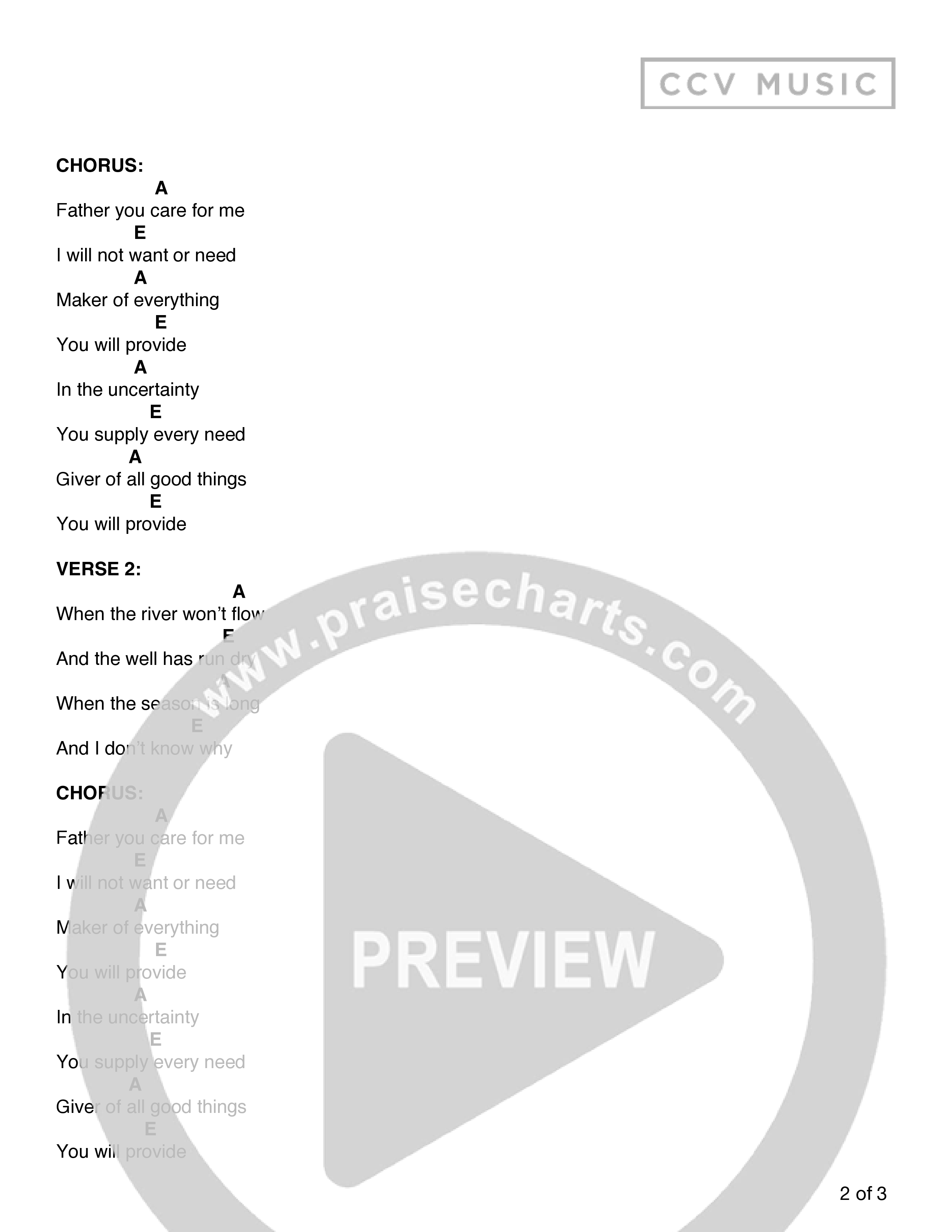 Provide (Live) Chord Chart (CCV Music)