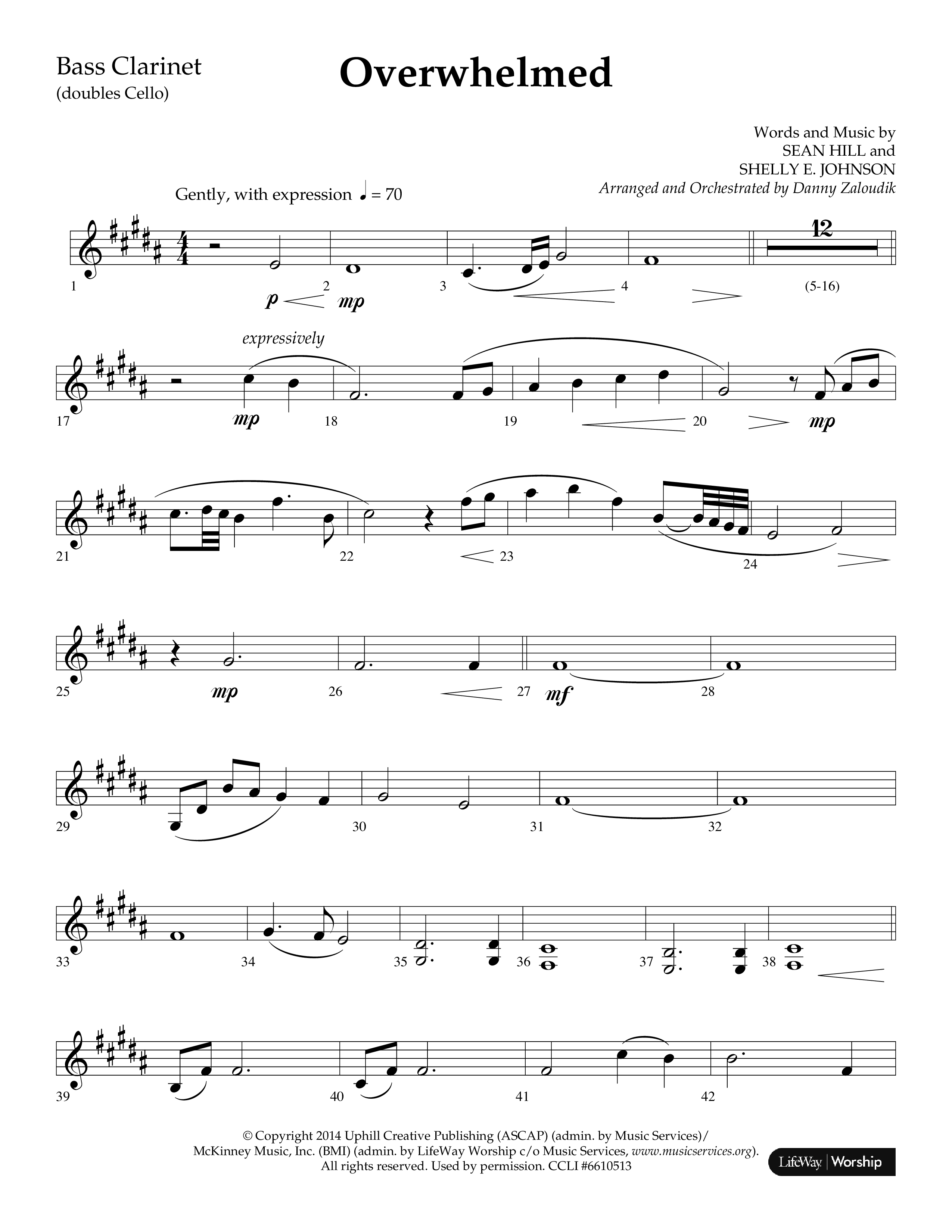 Overwhelmed (Choral Anthem SATB) Bass Clarinet (Lifeway Choral / Arr. Danny Zaloudik)