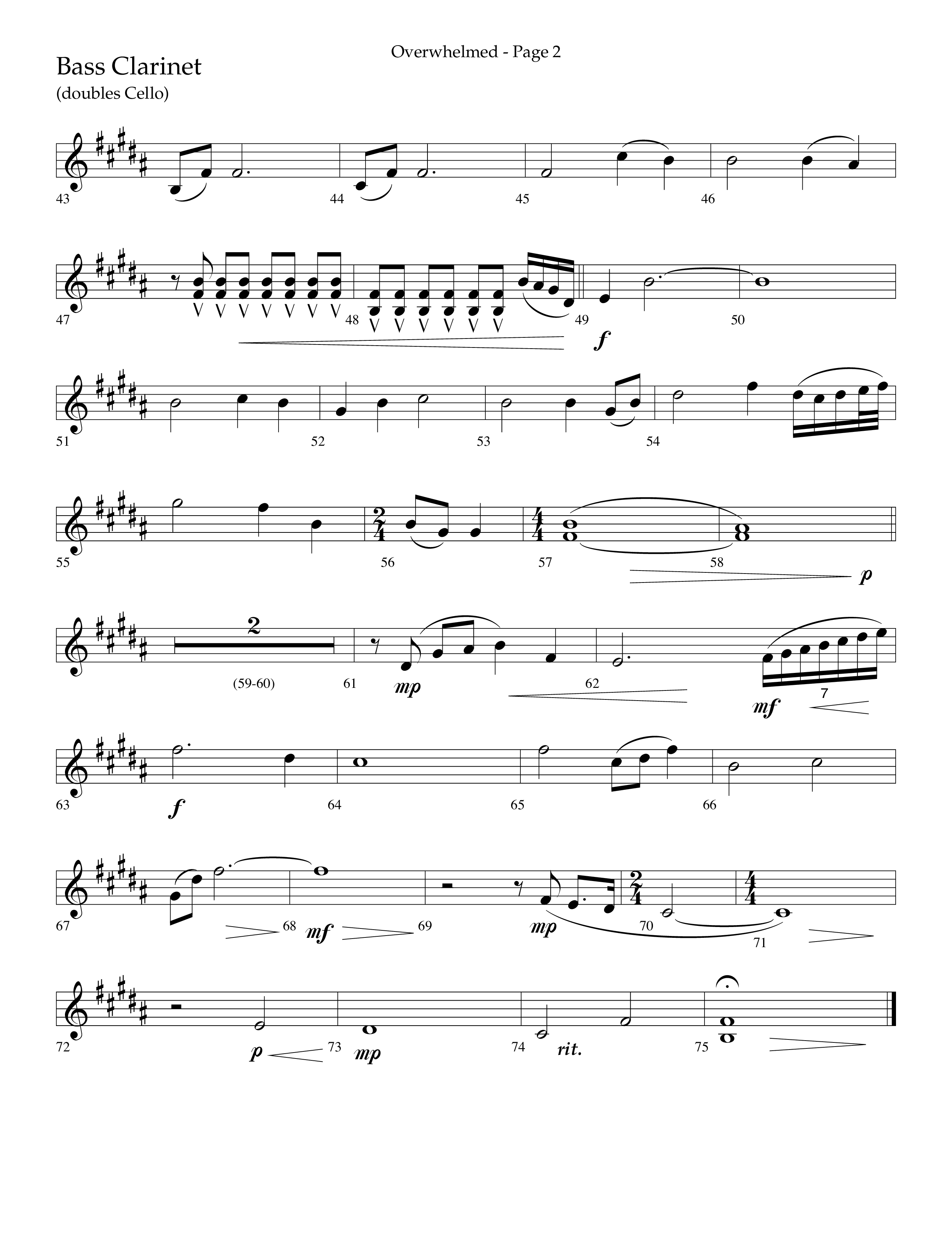 Overwhelmed (Choral Anthem SATB) Bass Clarinet (Lifeway Choral / Arr. Danny Zaloudik)