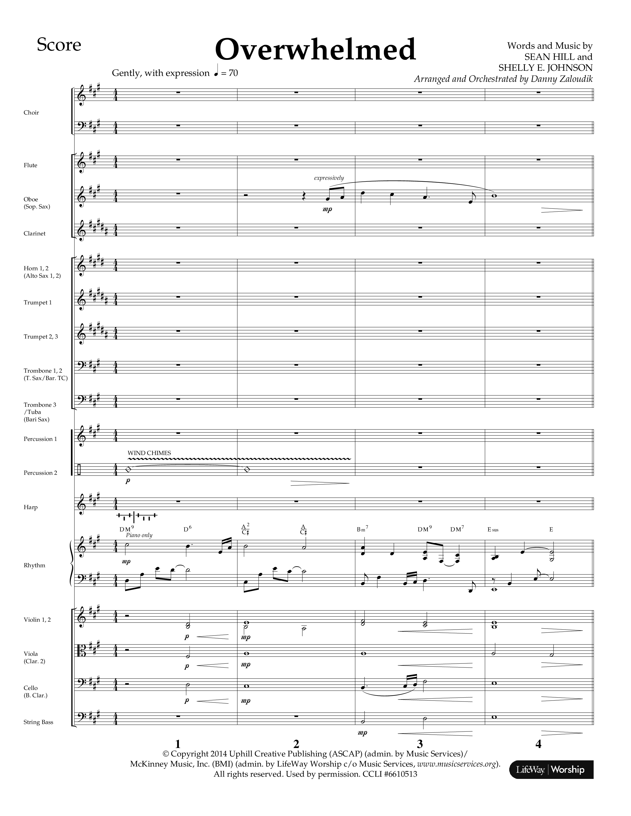 Overwhelmed (Choral Anthem SATB) Orchestration (Lifeway Choral / Arr. Danny Zaloudik)