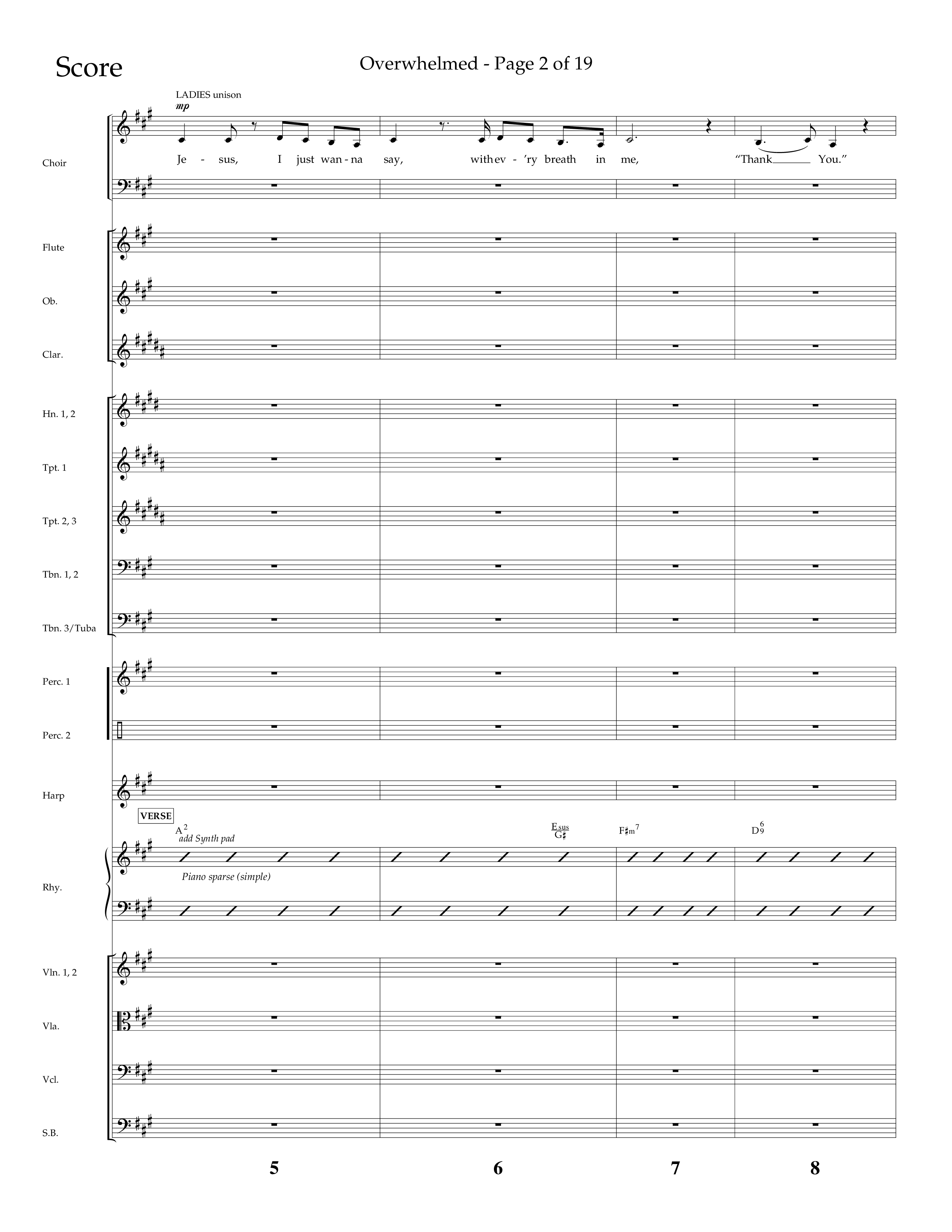 Overwhelmed (Choral Anthem SATB) Orchestration (Lifeway Choral / Arr. Danny Zaloudik)