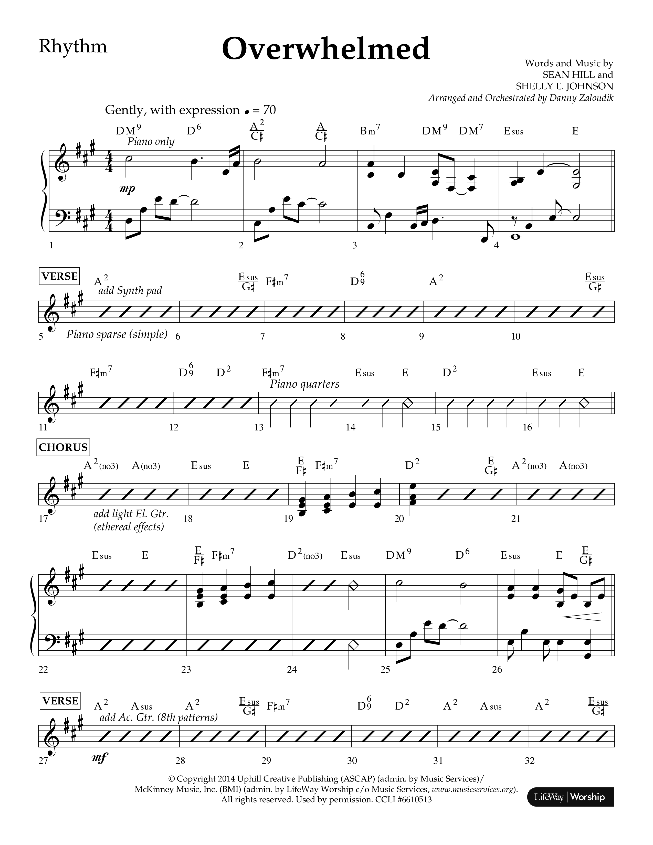 Overwhelmed (Choral Anthem SATB) Lead Melody & Rhythm (Lifeway Choral / Arr. Danny Zaloudik)