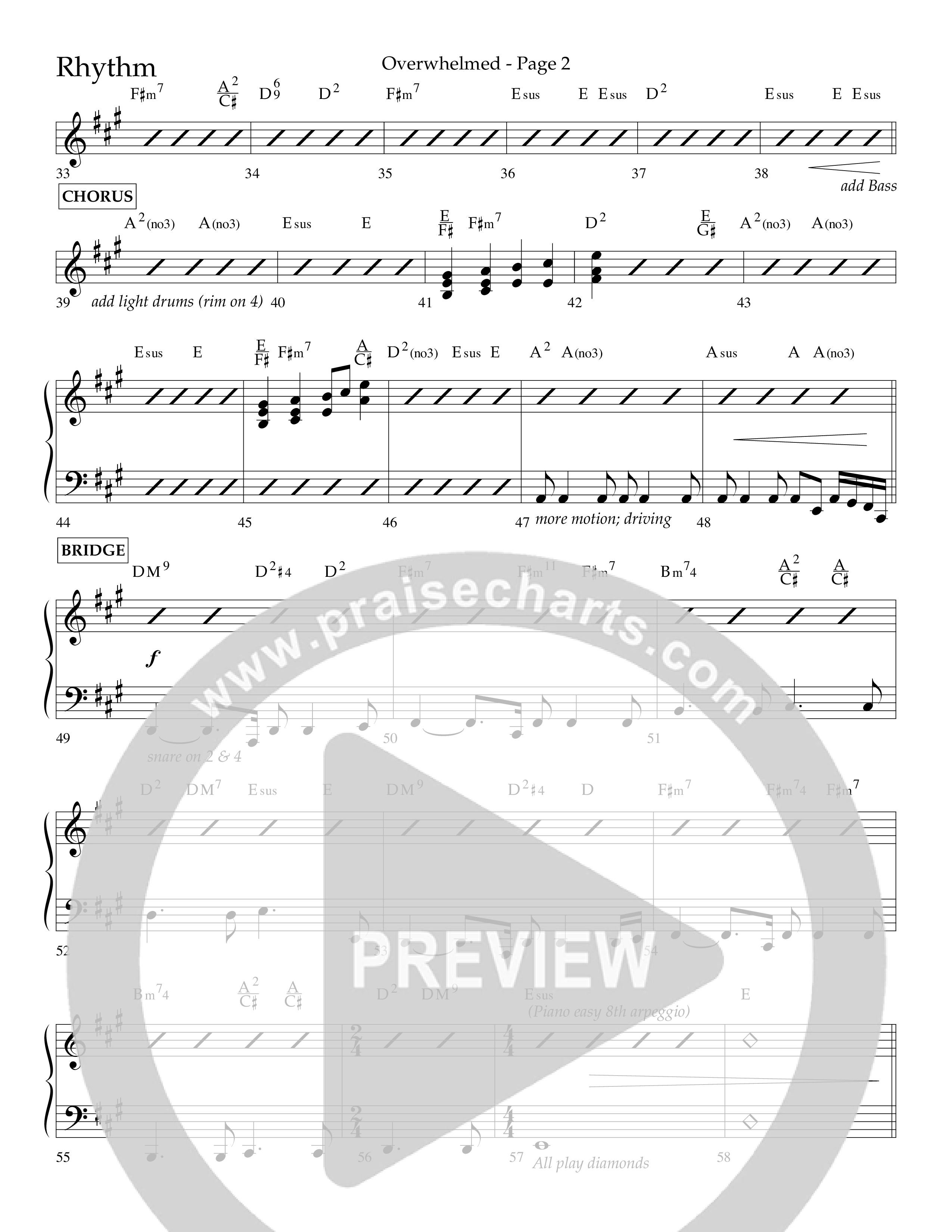 Overwhelmed (Choral Anthem SATB) Lead Melody & Rhythm (Lifeway Choral / Arr. Danny Zaloudik)