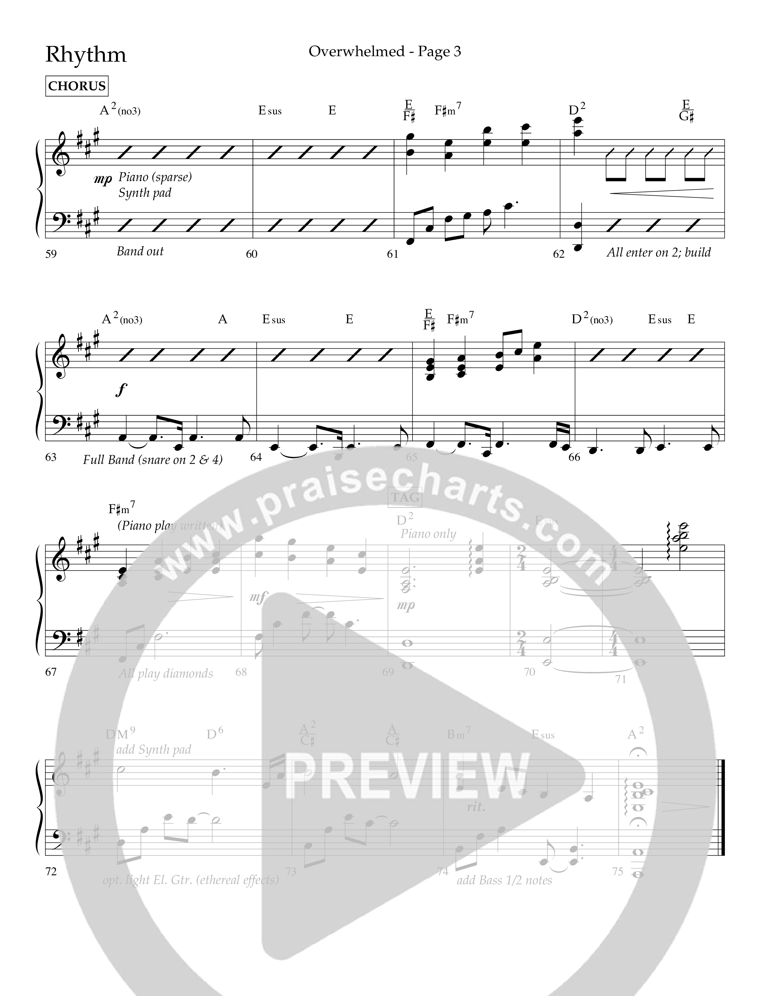 Overwhelmed (Choral Anthem SATB) Lead Melody & Rhythm (Lifeway Choral / Arr. Danny Zaloudik)
