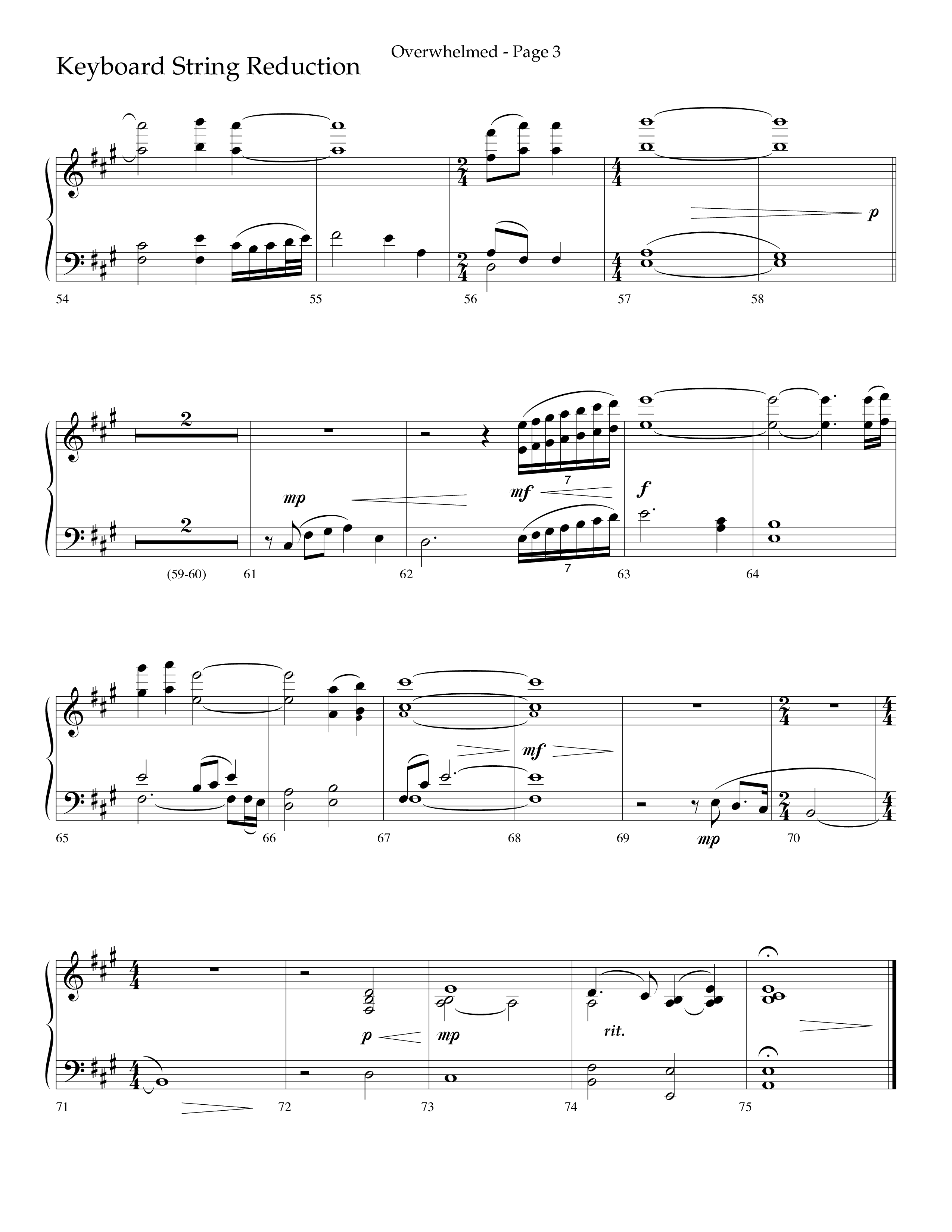 Overwhelmed (Choral Anthem SATB) String Reduction (Lifeway Choral / Arr. Danny Zaloudik)
