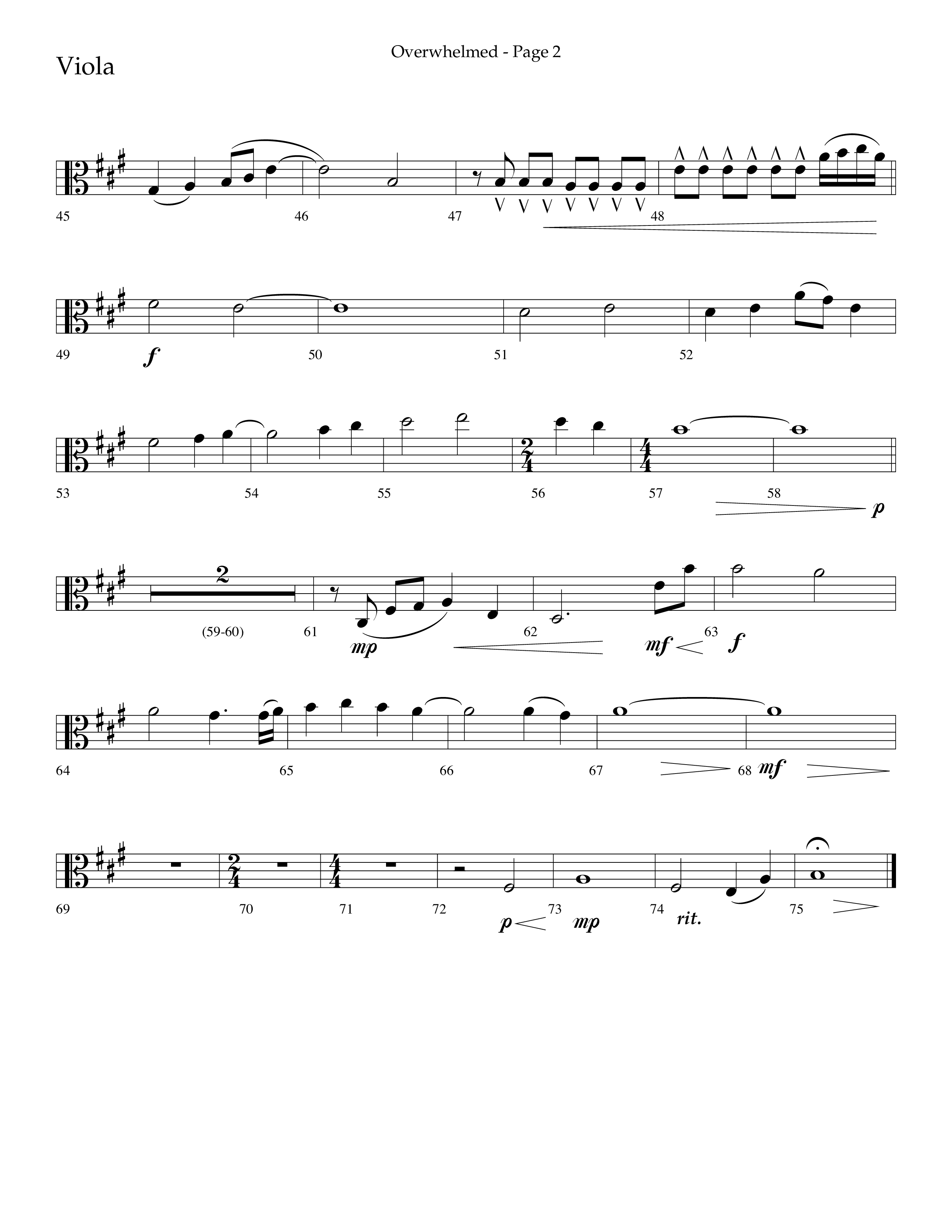 Overwhelmed (Choral Anthem SATB) Viola (Lifeway Choral / Arr. Danny Zaloudik)