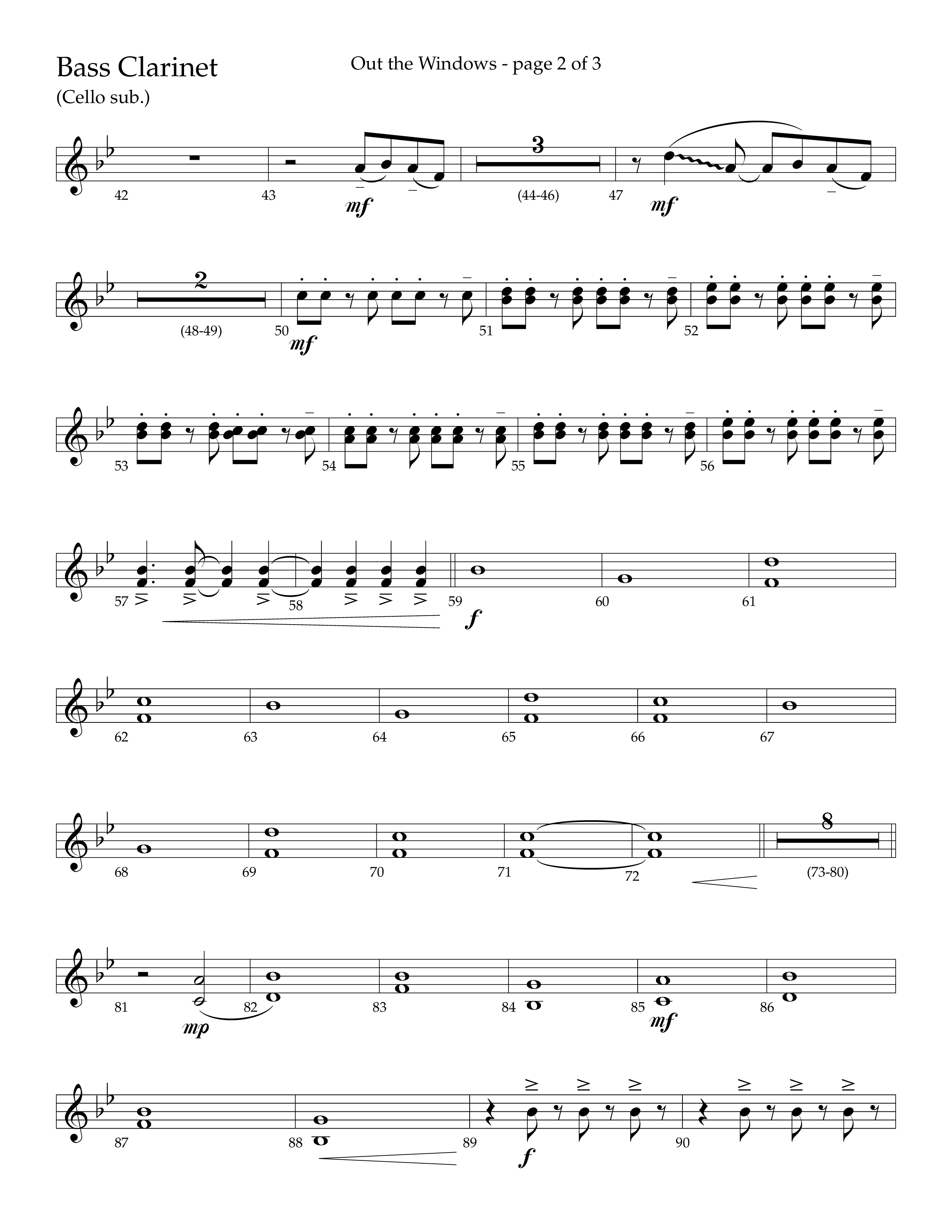 Out The Windows (Choral Anthem SATB) Bass Clarinet (Lifeway Choral / Arr. John Bolin / Arr. Don Koch / Orch. Cliff Duren)