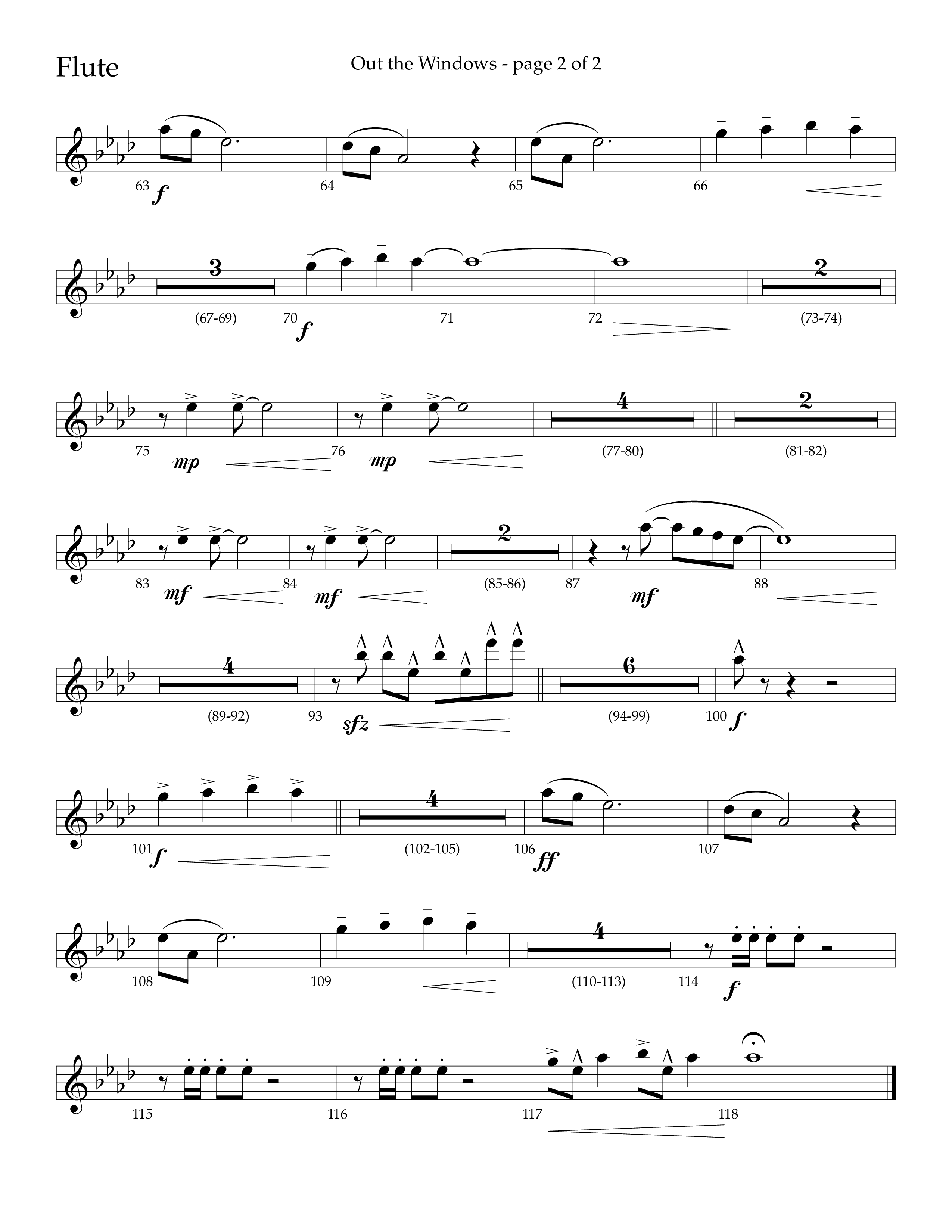 Out The Windows (Choral Anthem SATB) Flute (Lifeway Choral / Arr. John Bolin / Arr. Don Koch / Orch. Cliff Duren)