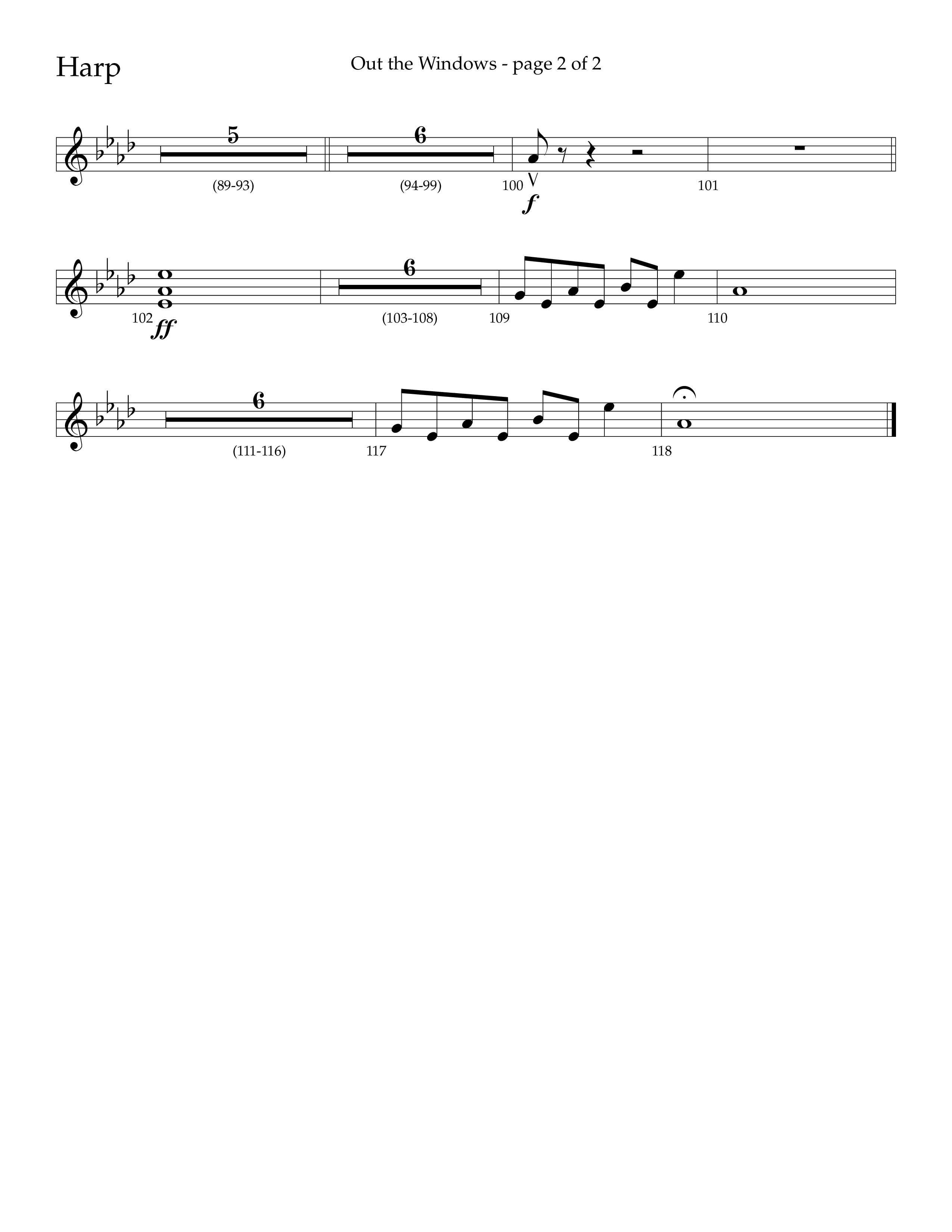 Out The Windows (Choral Anthem SATB) Harp (Lifeway Choral / Arr. John Bolin / Arr. Don Koch / Orch. Cliff Duren)