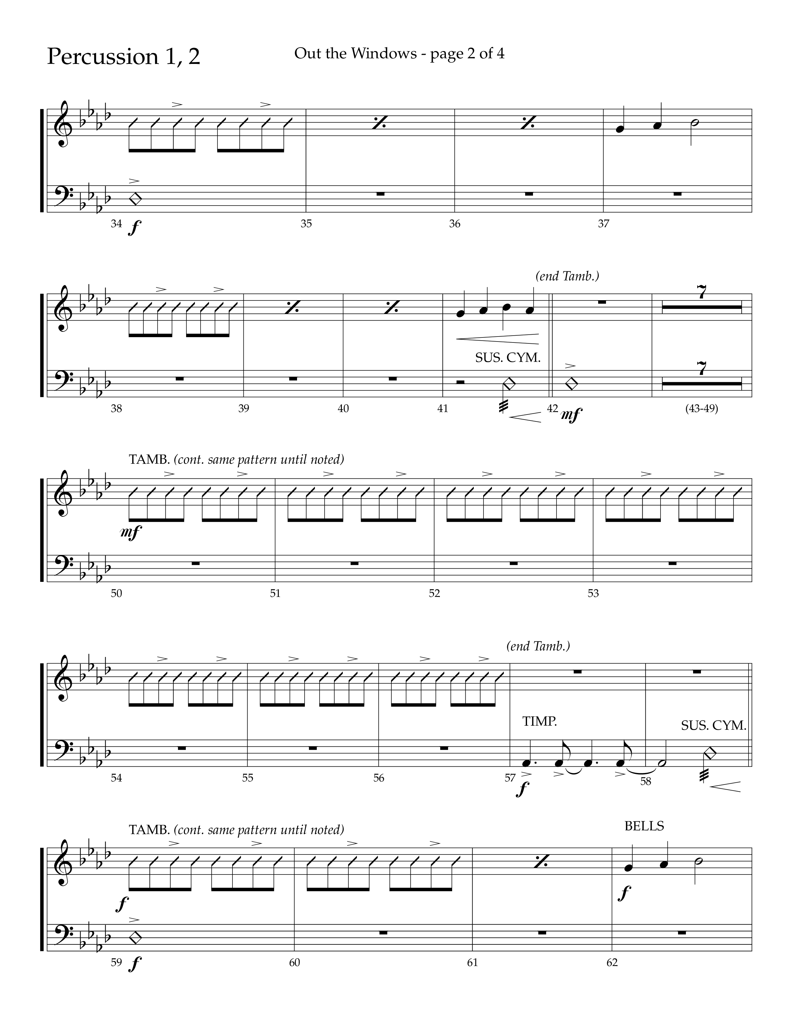 Out The Windows (Choral Anthem SATB) Percussion 1/2 (Lifeway Choral / Arr. John Bolin / Arr. Don Koch / Orch. Cliff Duren)