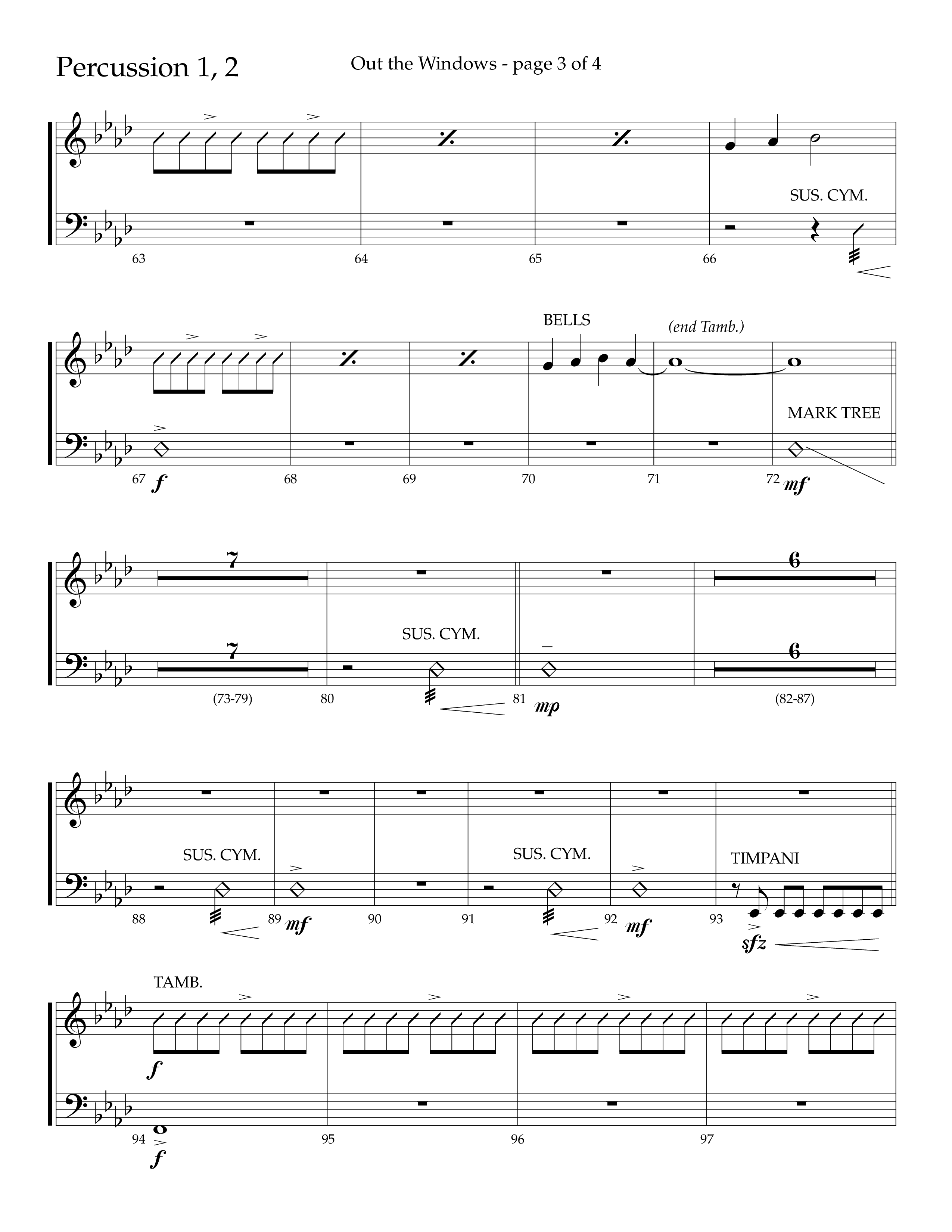 Out The Windows (Choral Anthem SATB) Percussion 1/2 (Lifeway Choral / Arr. John Bolin / Arr. Don Koch / Orch. Cliff Duren)