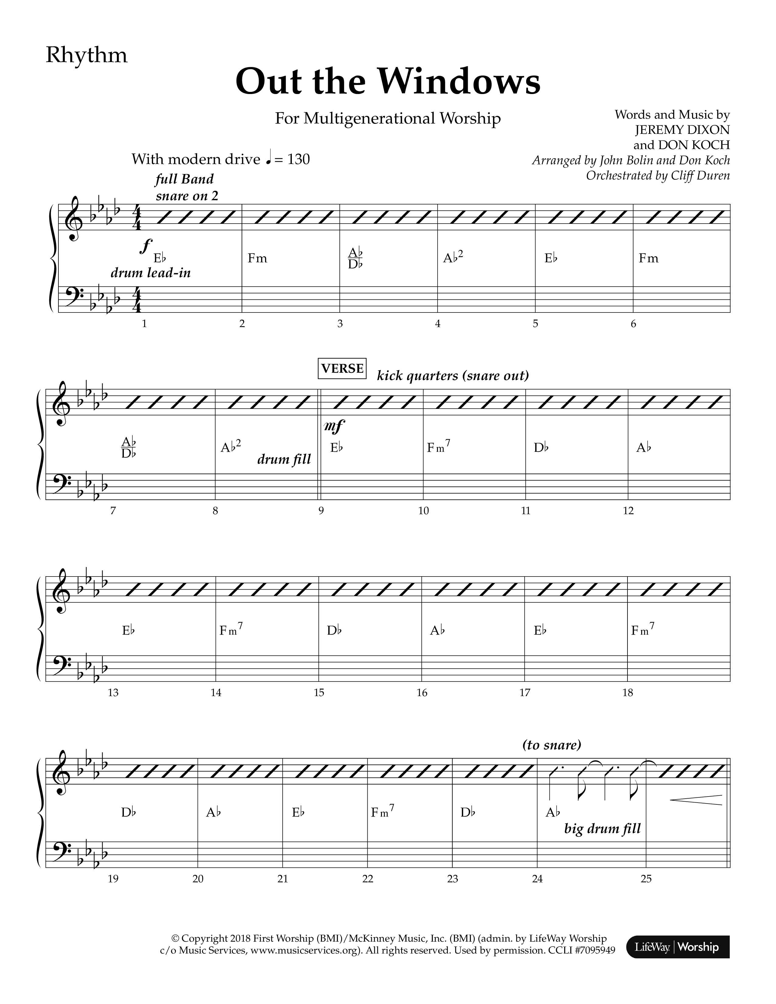 Out The Windows (Choral Anthem SATB) Lead Melody & Rhythm (Lifeway Choral / Arr. John Bolin / Arr. Don Koch / Orch. Cliff Duren)