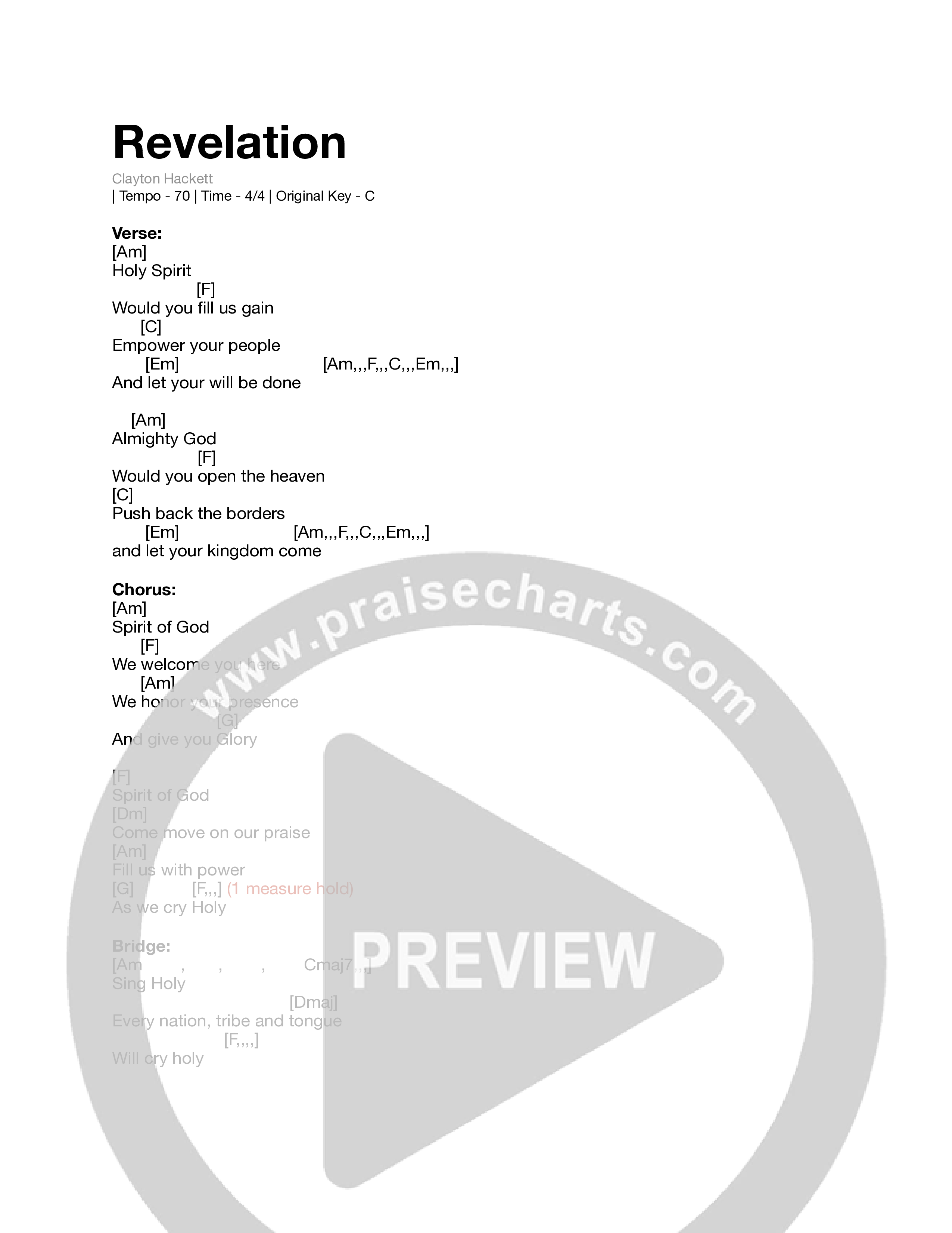 Revelation Chord Chart (Clayton Hackett)