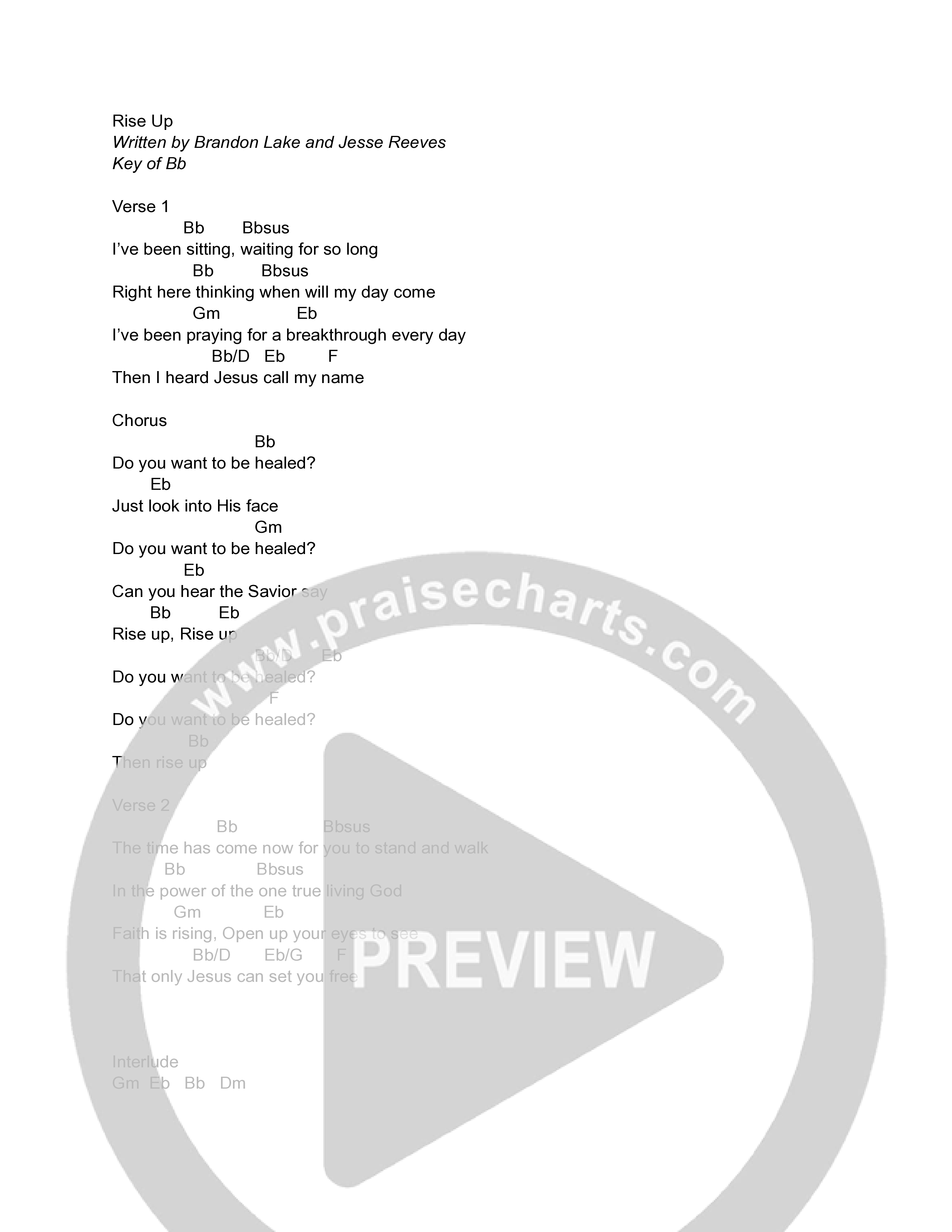 Rise Up Chord Chart (David's Harp)
