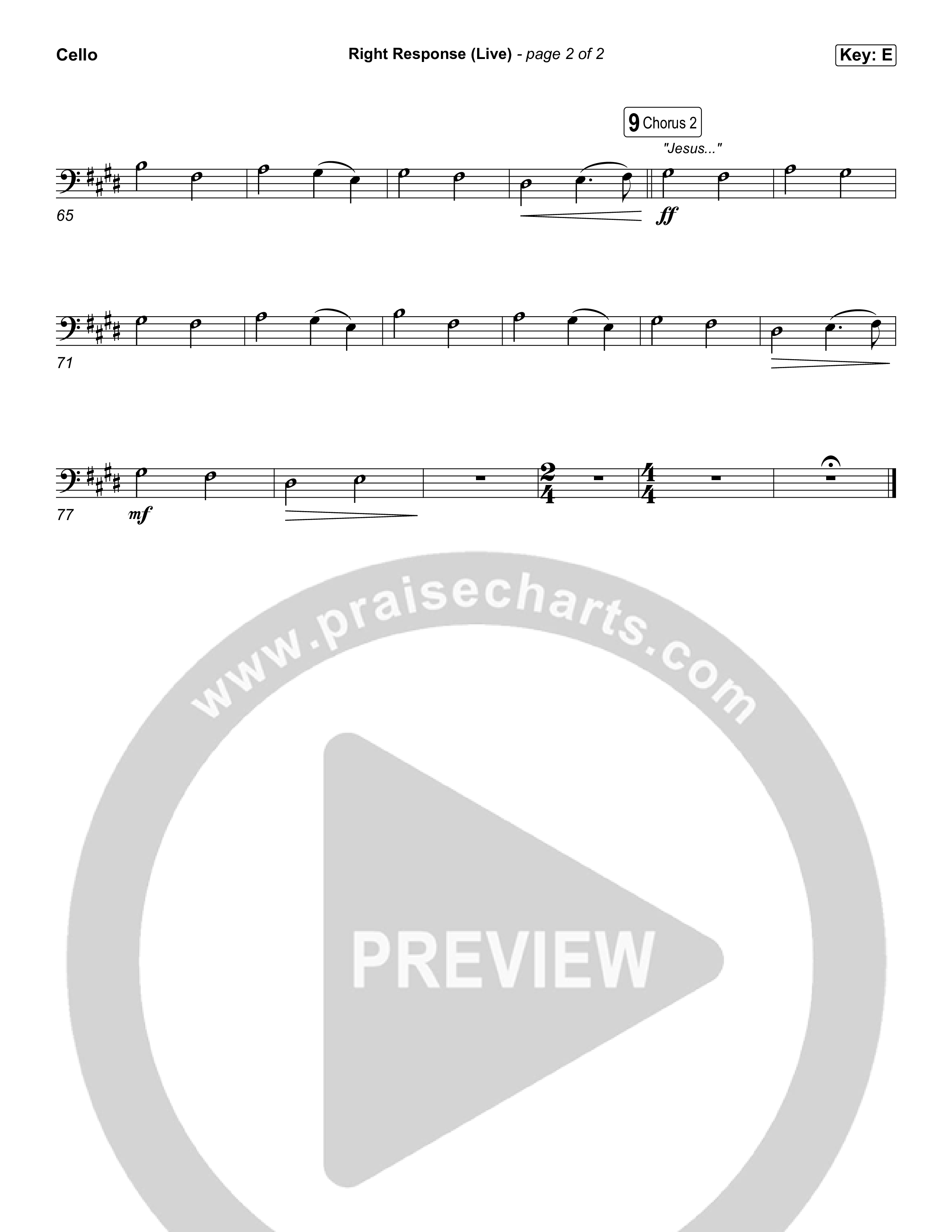 Right Response (Live) Cello (David's Harp)