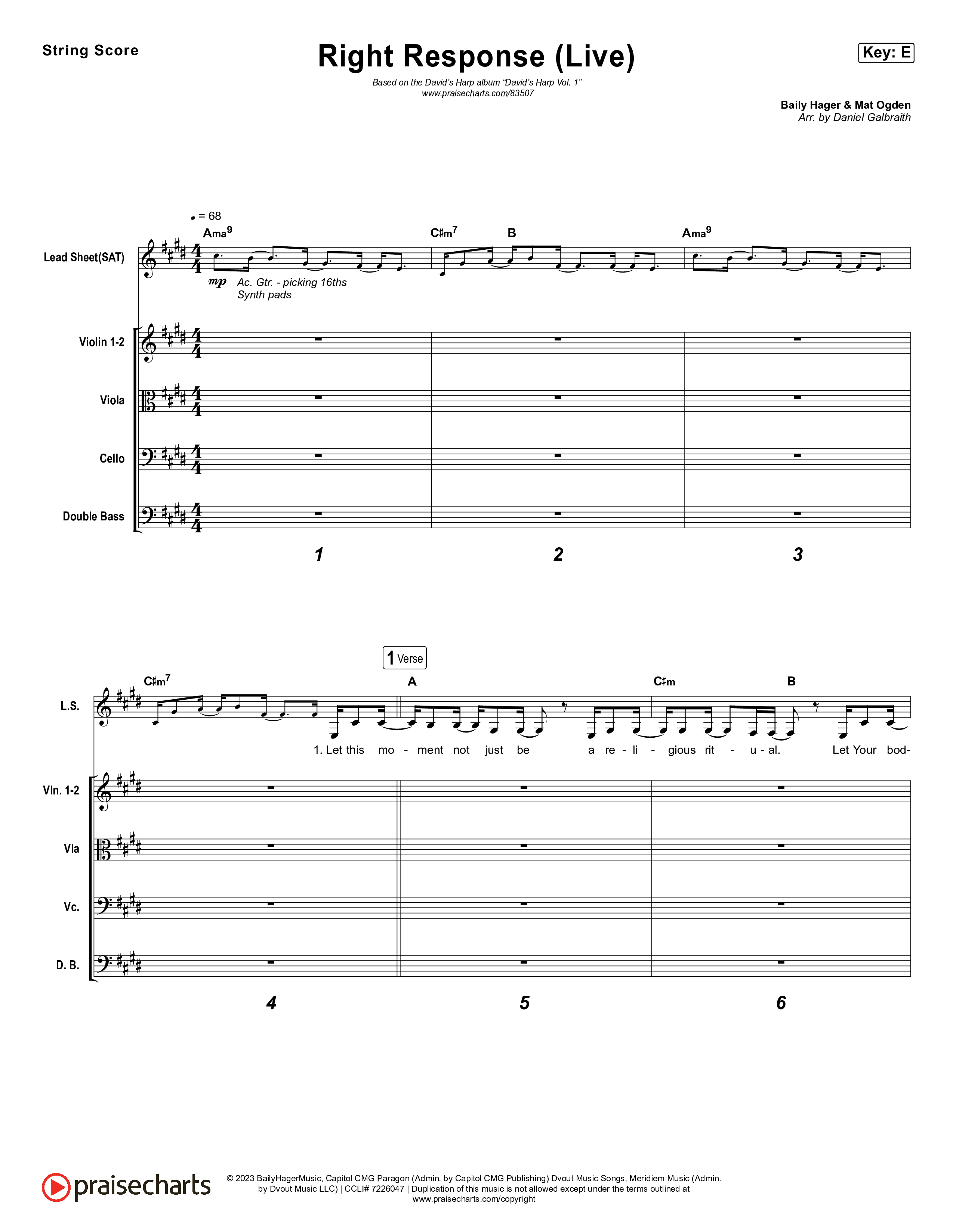 Right Response (Live) Conductor's Score (David's Harp)