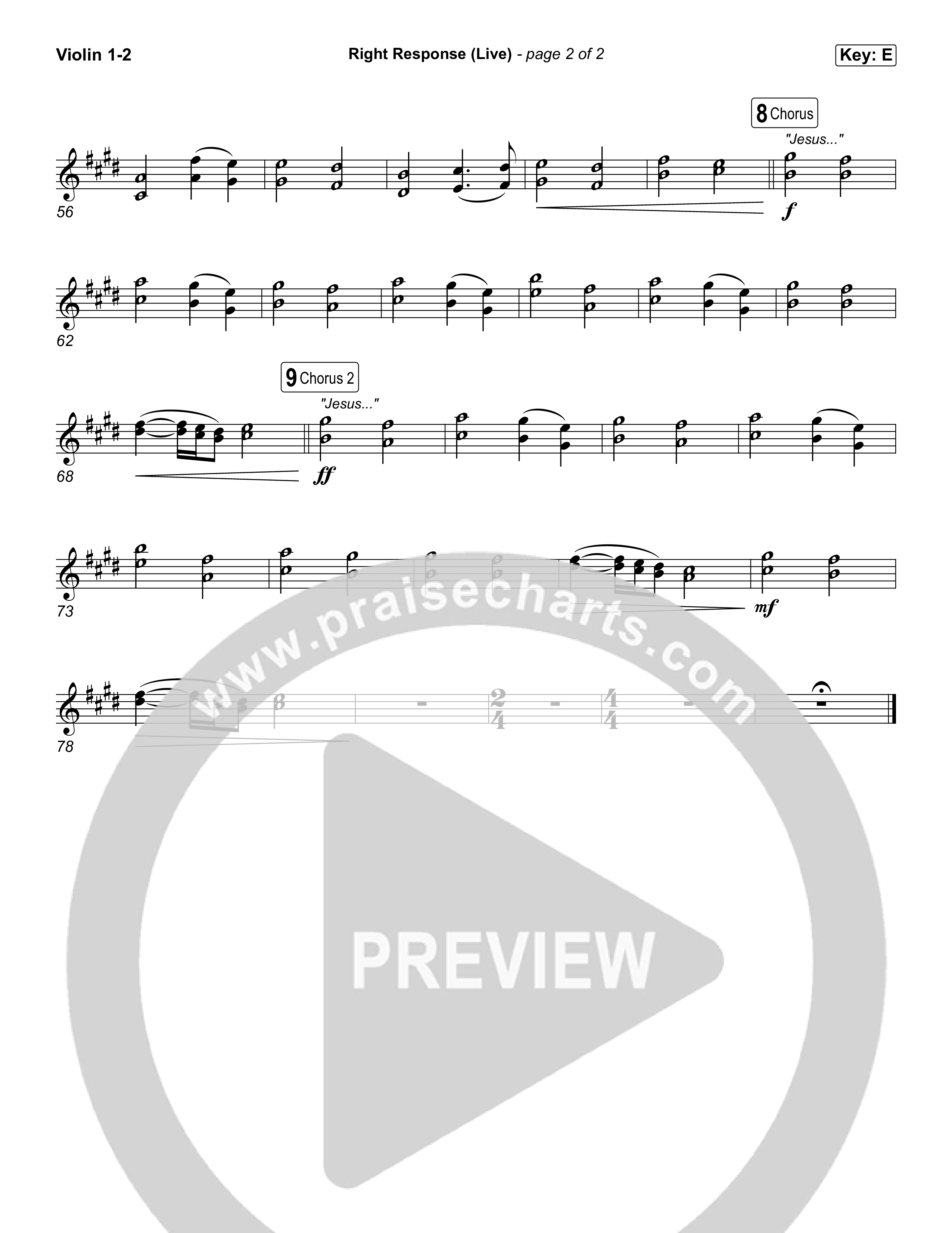 Right Response (Live) Violin 1,2 (David's Harp)