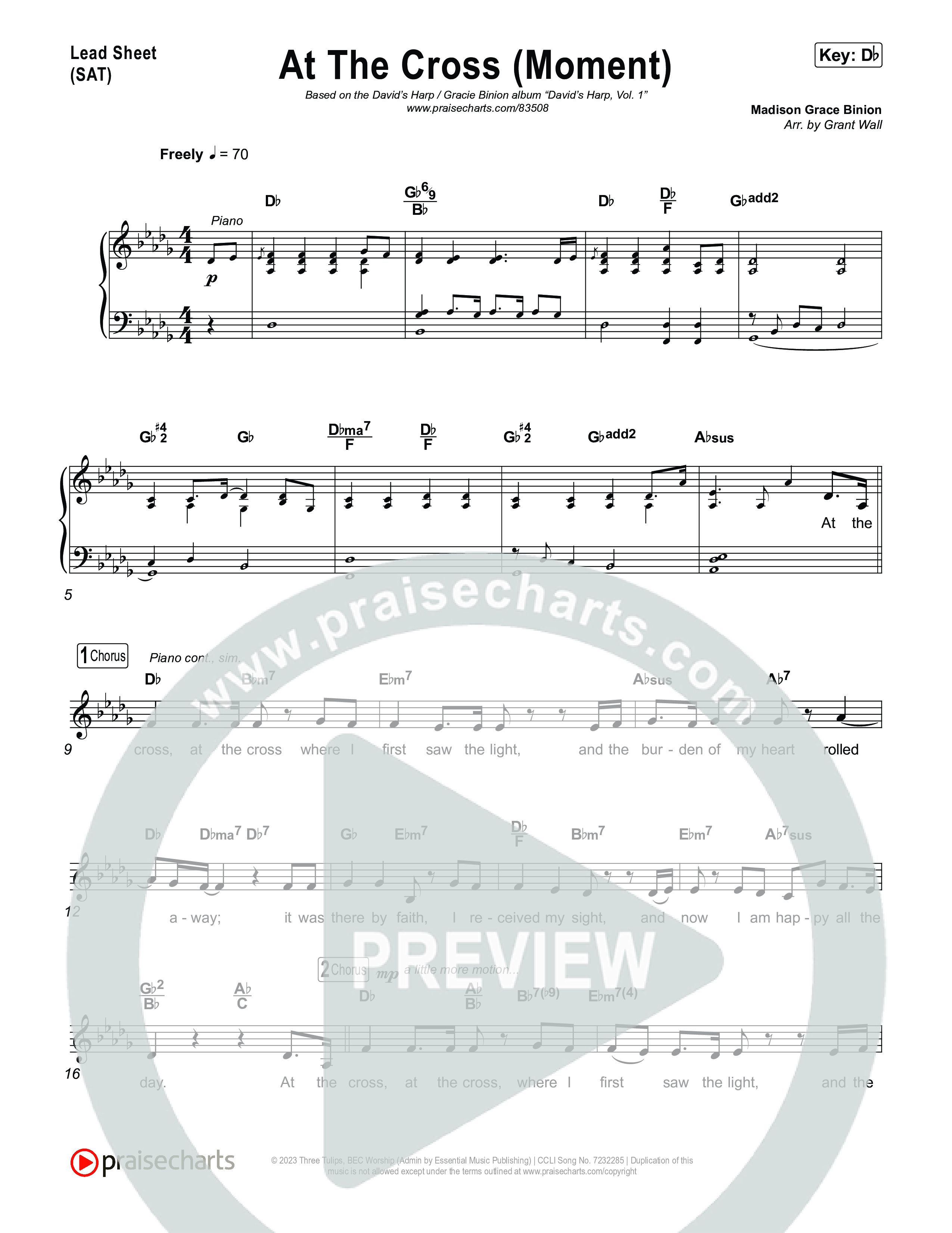 At The Cross (Moment) Lead Sheet (SAT) (David's Harp)