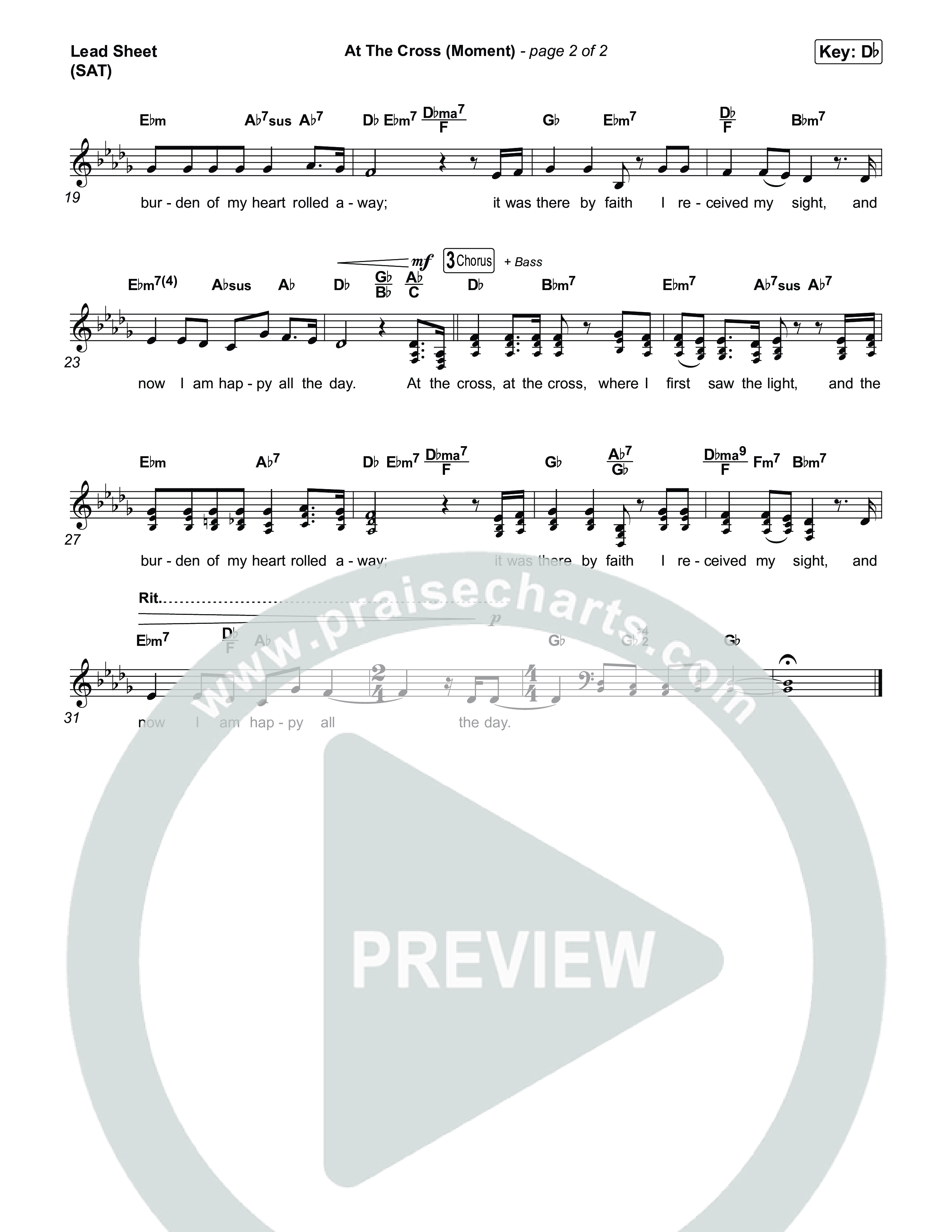 At The Cross (Moment) Lead Sheet (SAT) (David's Harp)