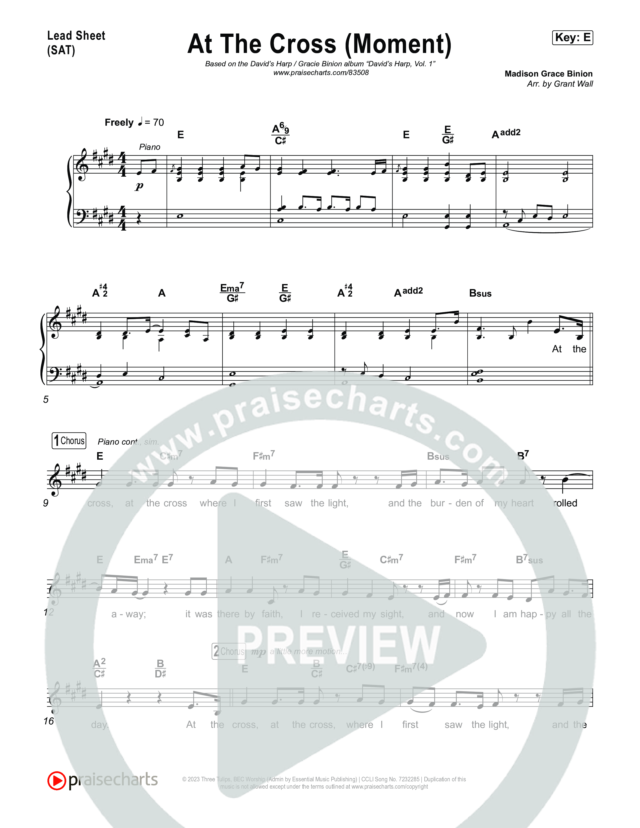 At The Cross (Moment) Lead Sheet (SAT) (David's Harp)