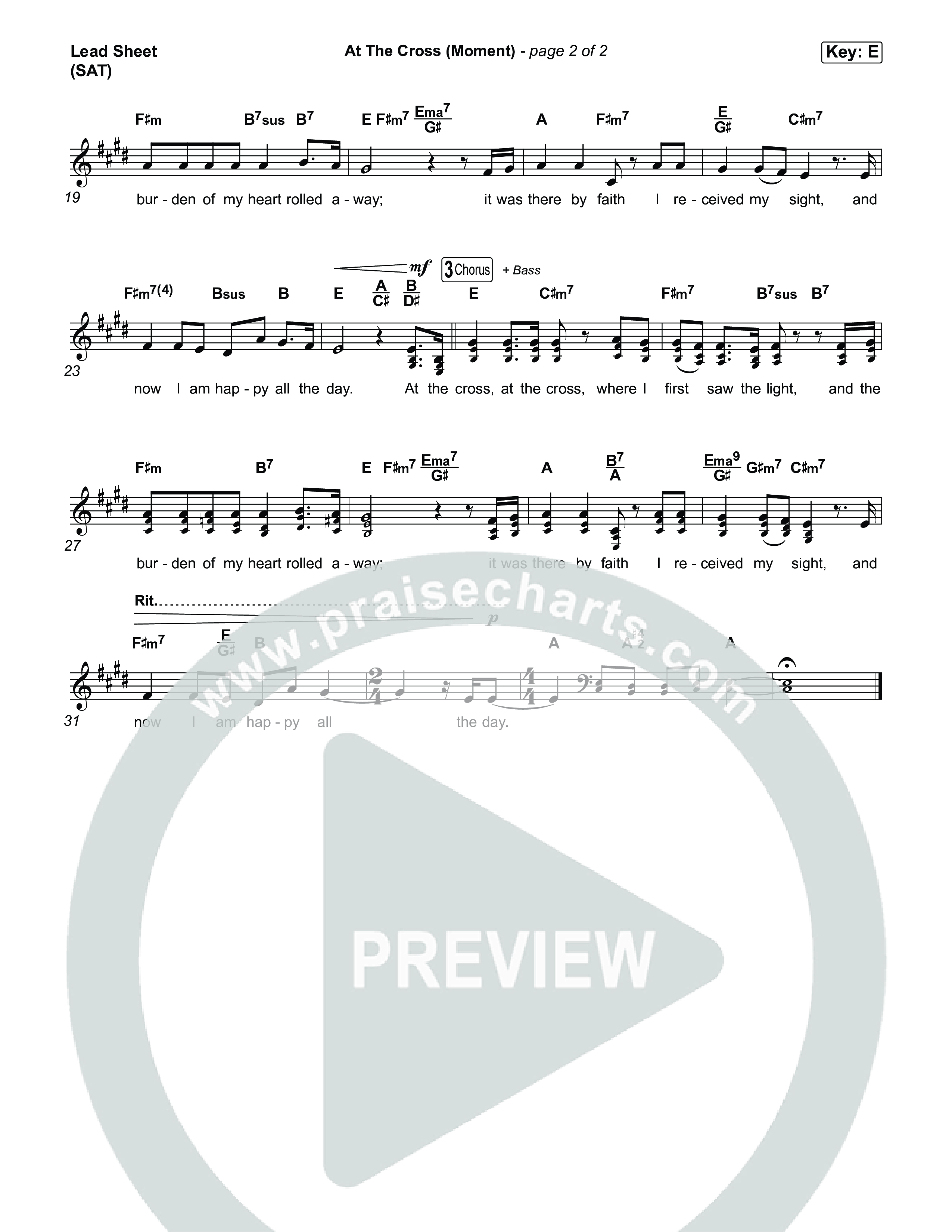 At The Cross (Moment) Lead Sheet (SAT) (David's Harp)