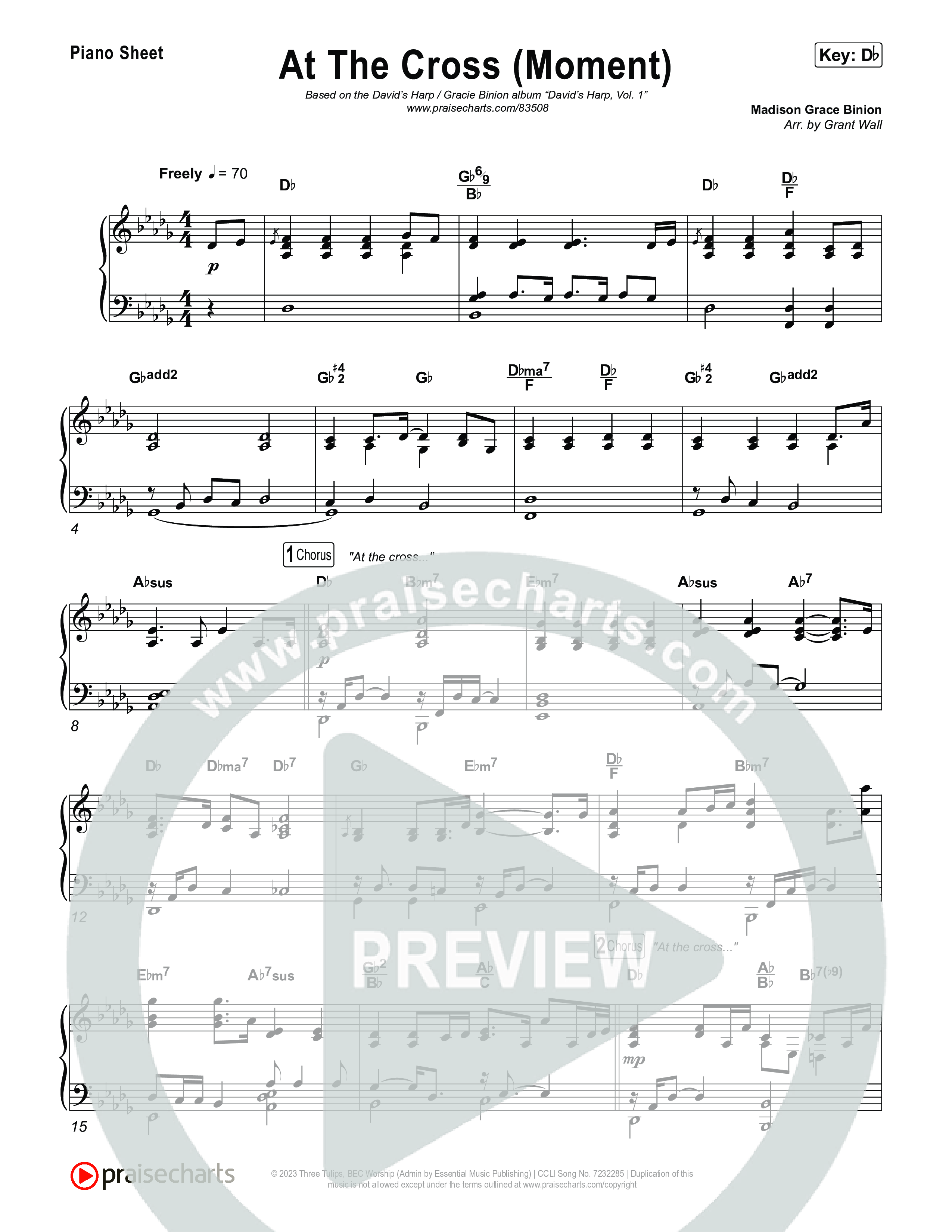 At The Cross (Moment) Piano Sheet (David's Harp)