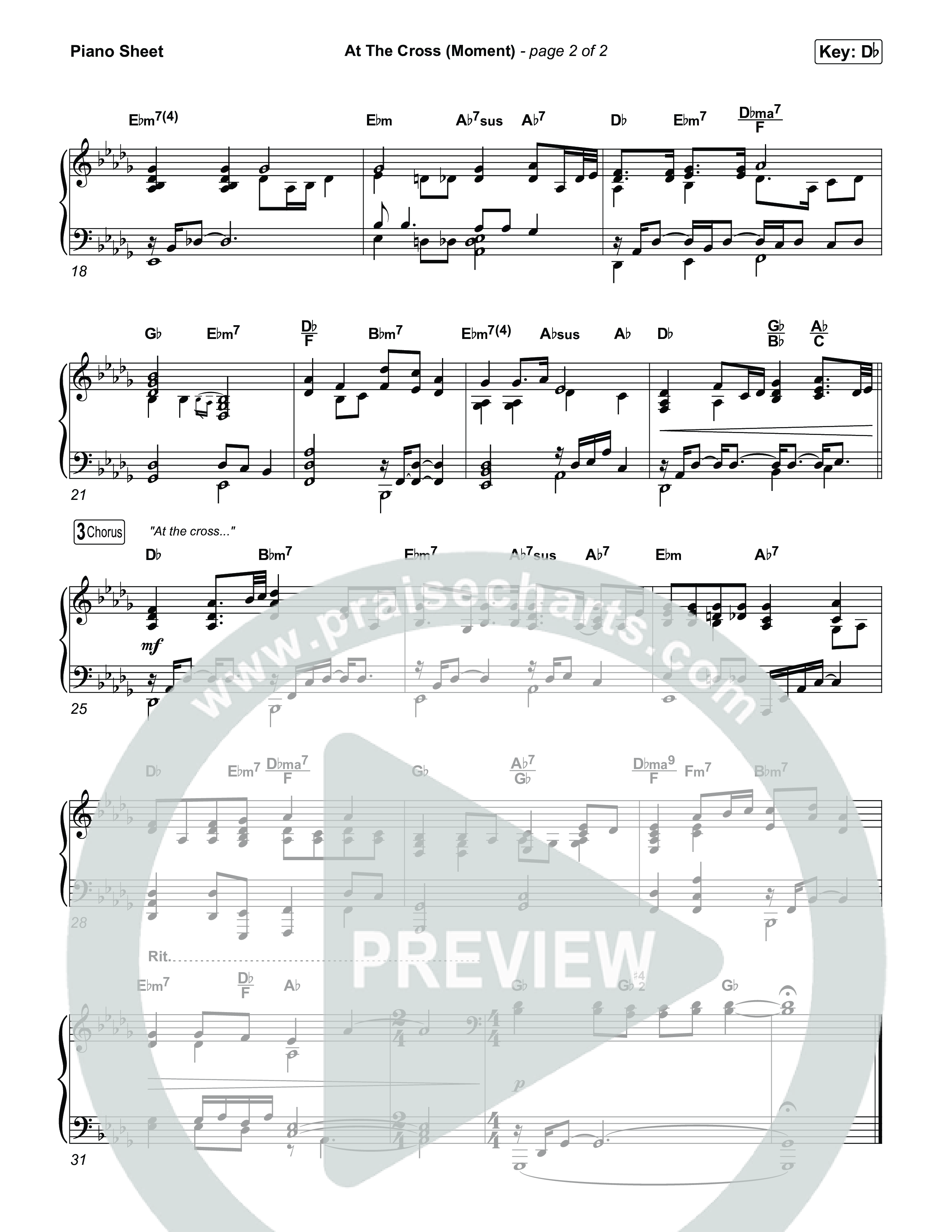 At The Cross (Moment) Piano Sheet (David's Harp)