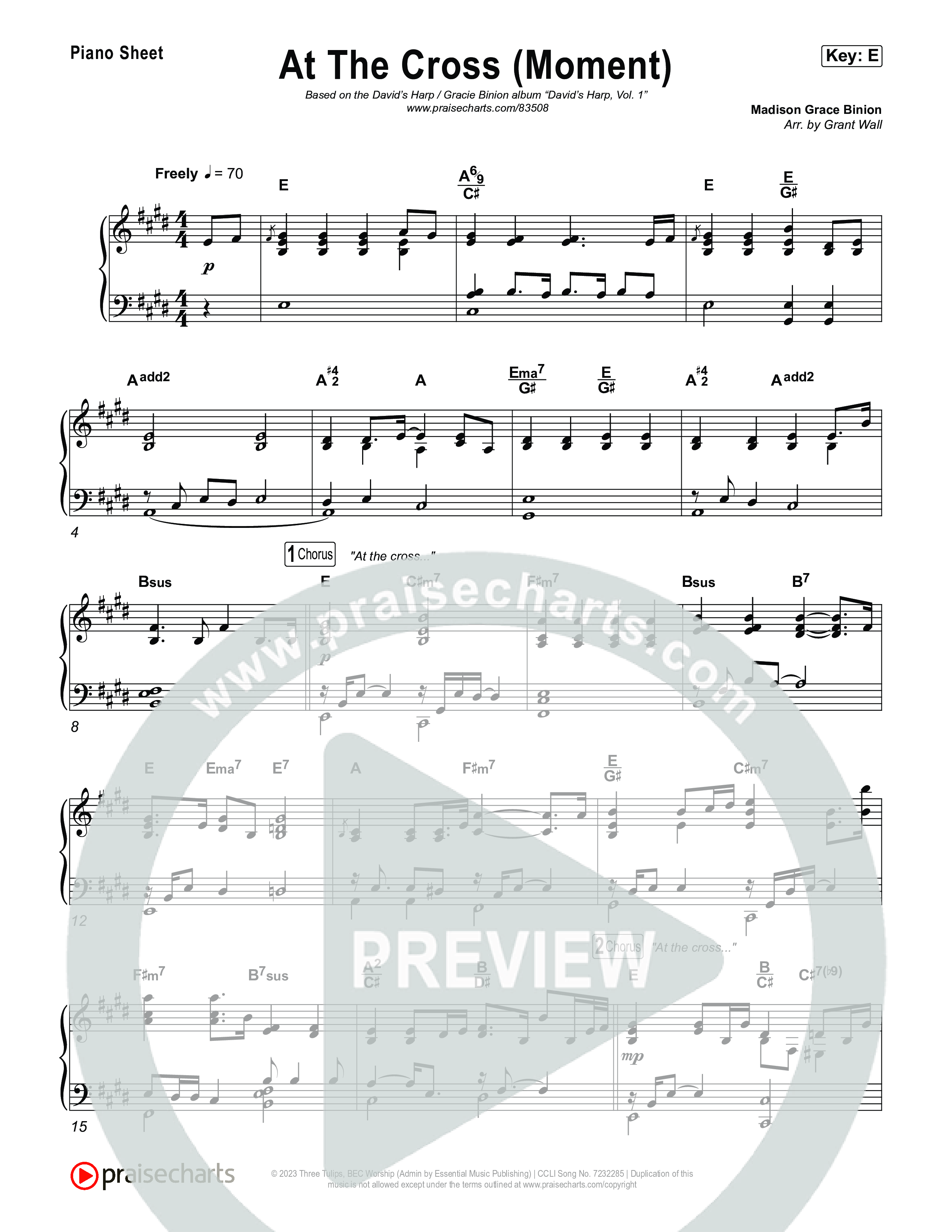 At The Cross (Moment) Piano Sheet (David's Harp)