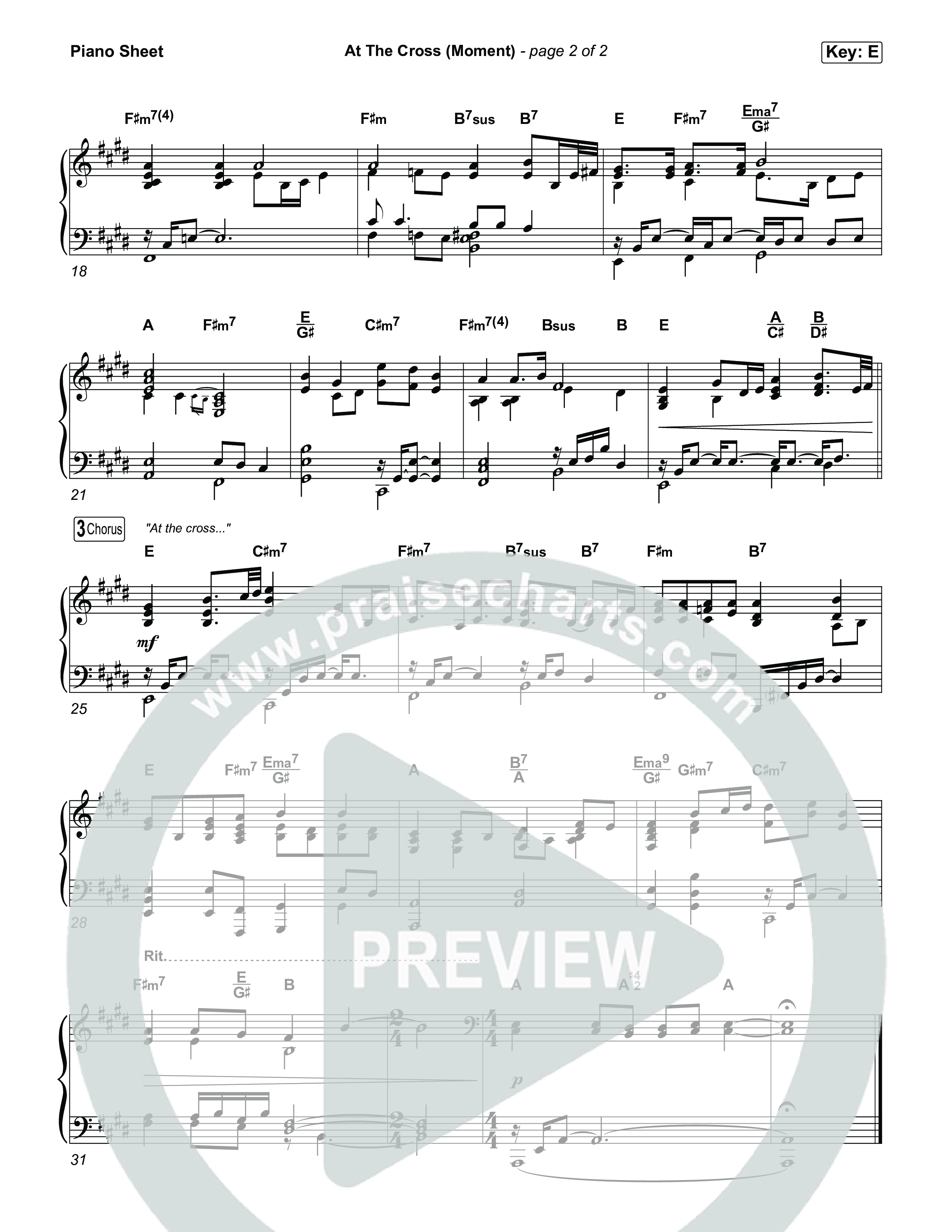 At The Cross (Moment) Piano Sheet (David's Harp)