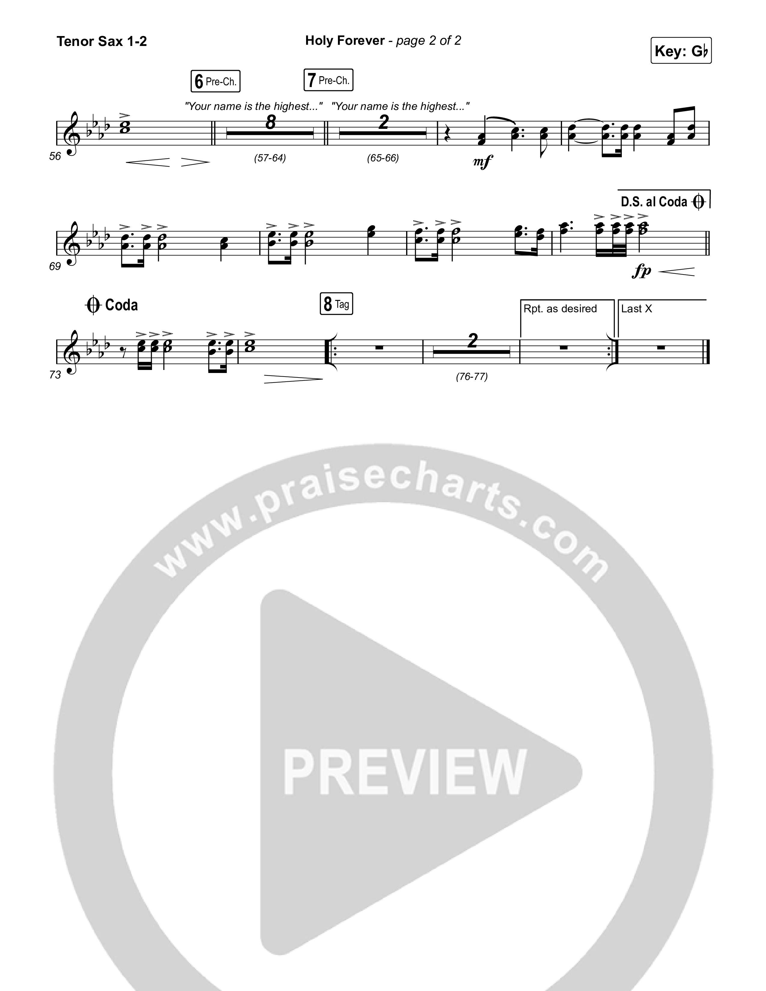 Holy Forever (Live From Passion 2024) Tenor Sax 1,2 (Passion / Kari Jobe)