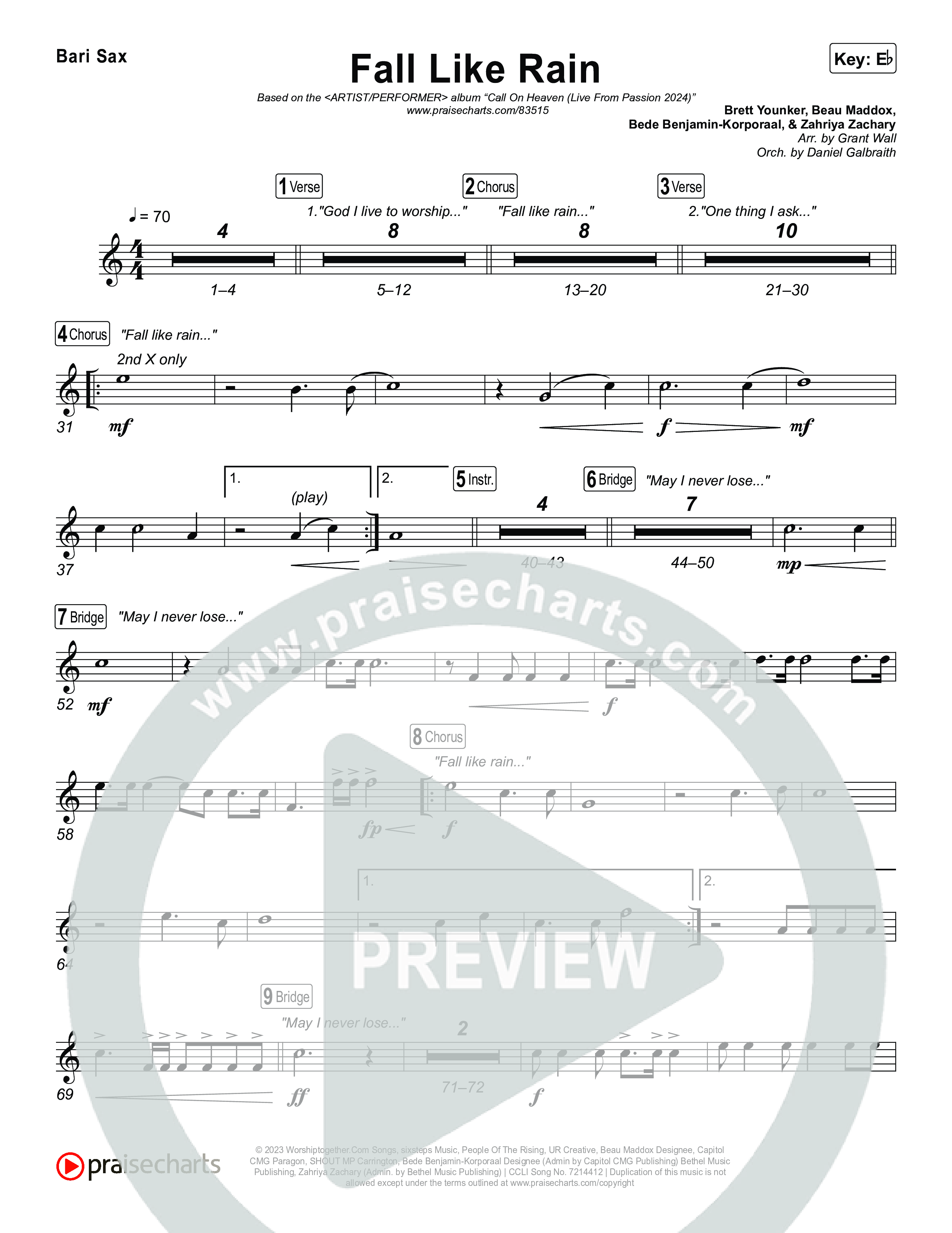 Fall Like Rain (Live From Passion 2024) Bari Sax (Passion / Kari Jobe / Rachel Halbach)
