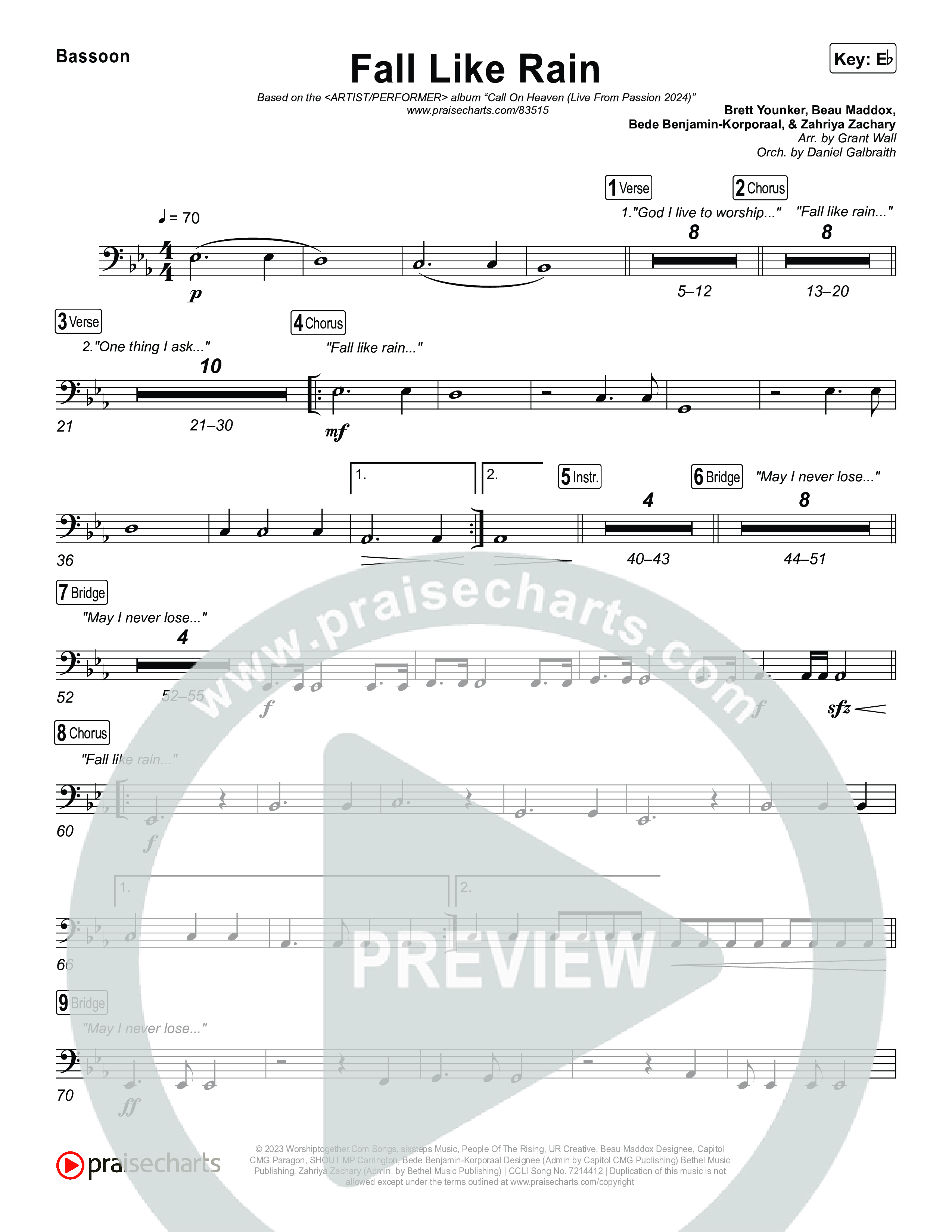 Fall Like Rain (Live From Passion 2024) Bassoon (Passion / Kari Jobe / Rachel Halbach)