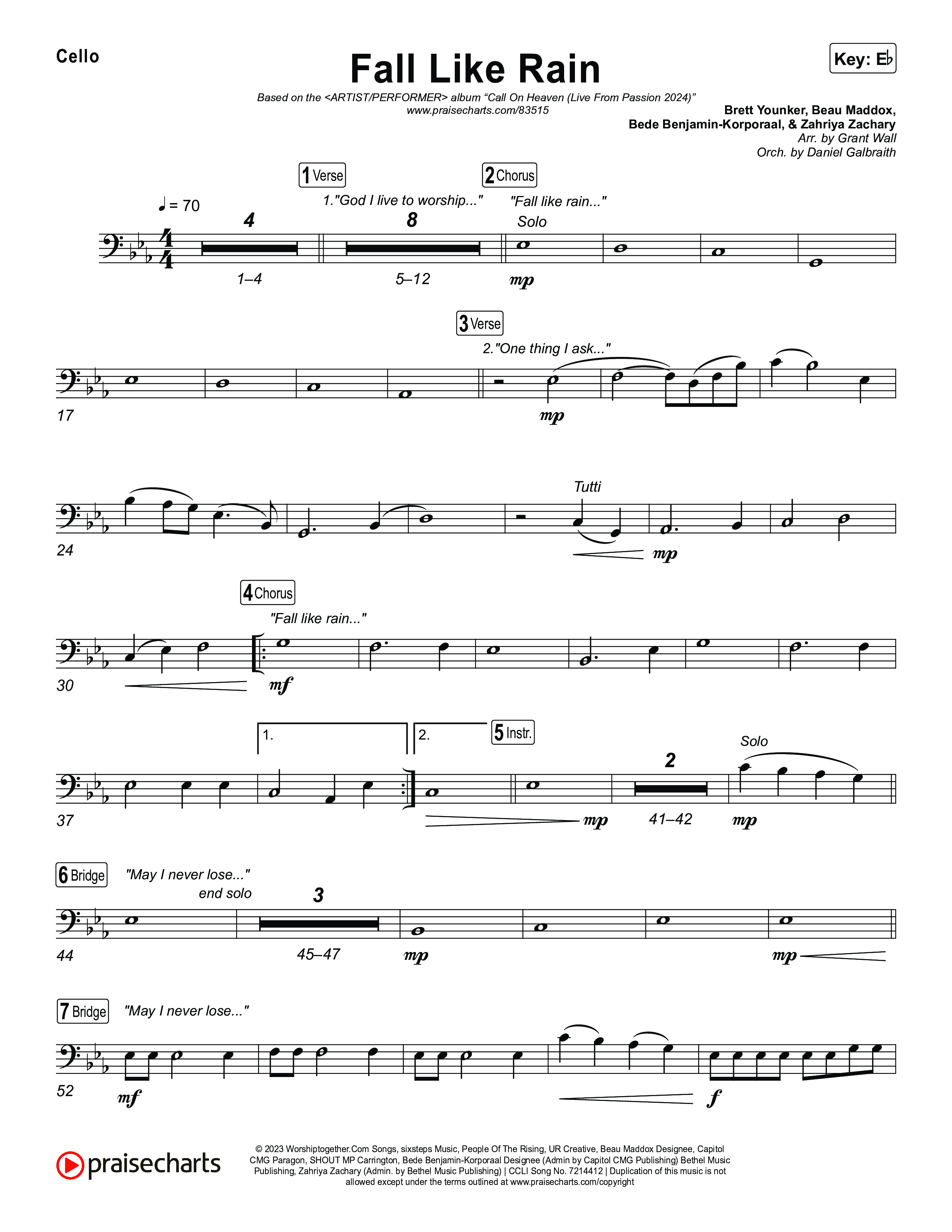 Fall Like Rain (Live From Passion 2024) Cello (Passion / Kari Jobe / Rachel Halbach)