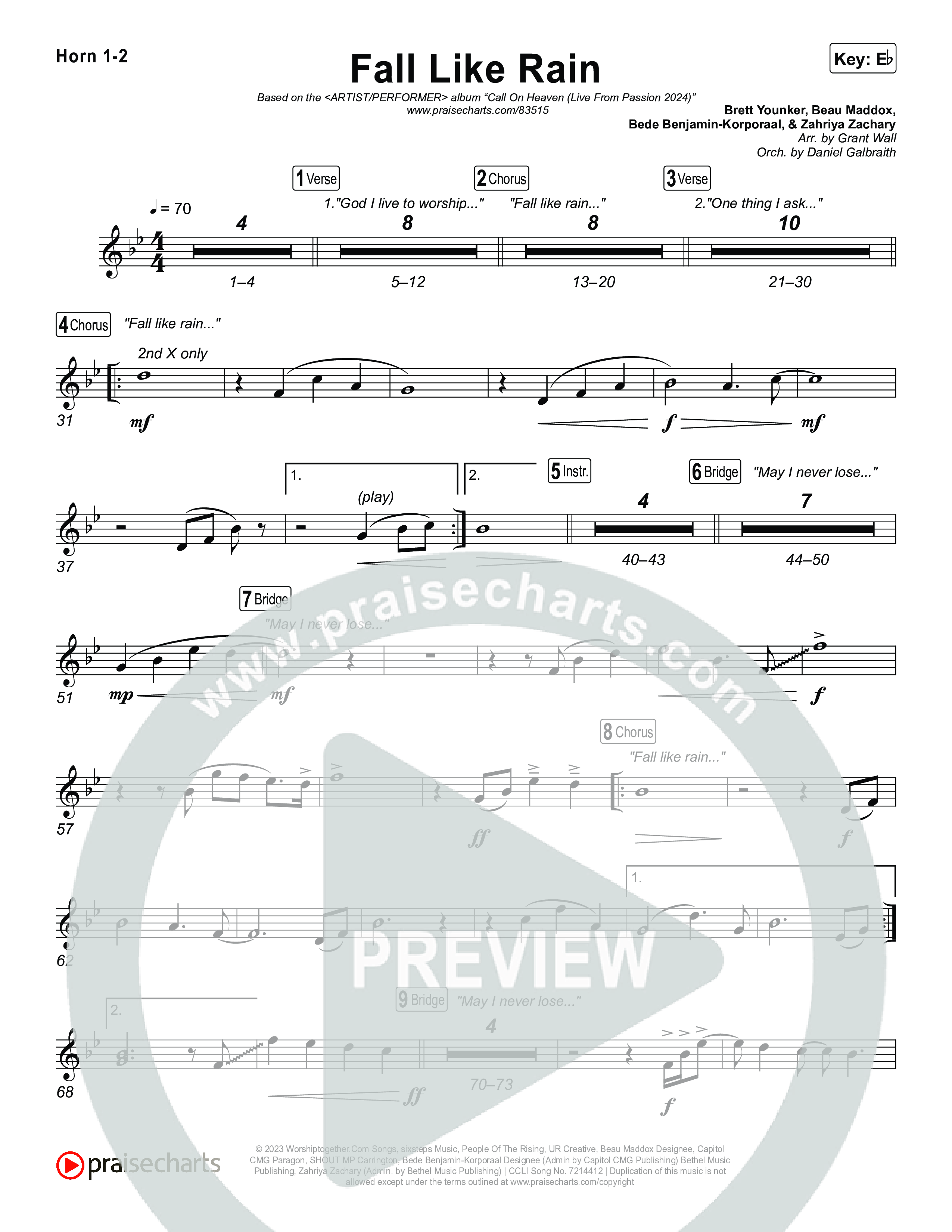 Fall Like Rain (Live From Passion 2024) Brass Pack (Passion / Kari Jobe / Rachel Halbach)