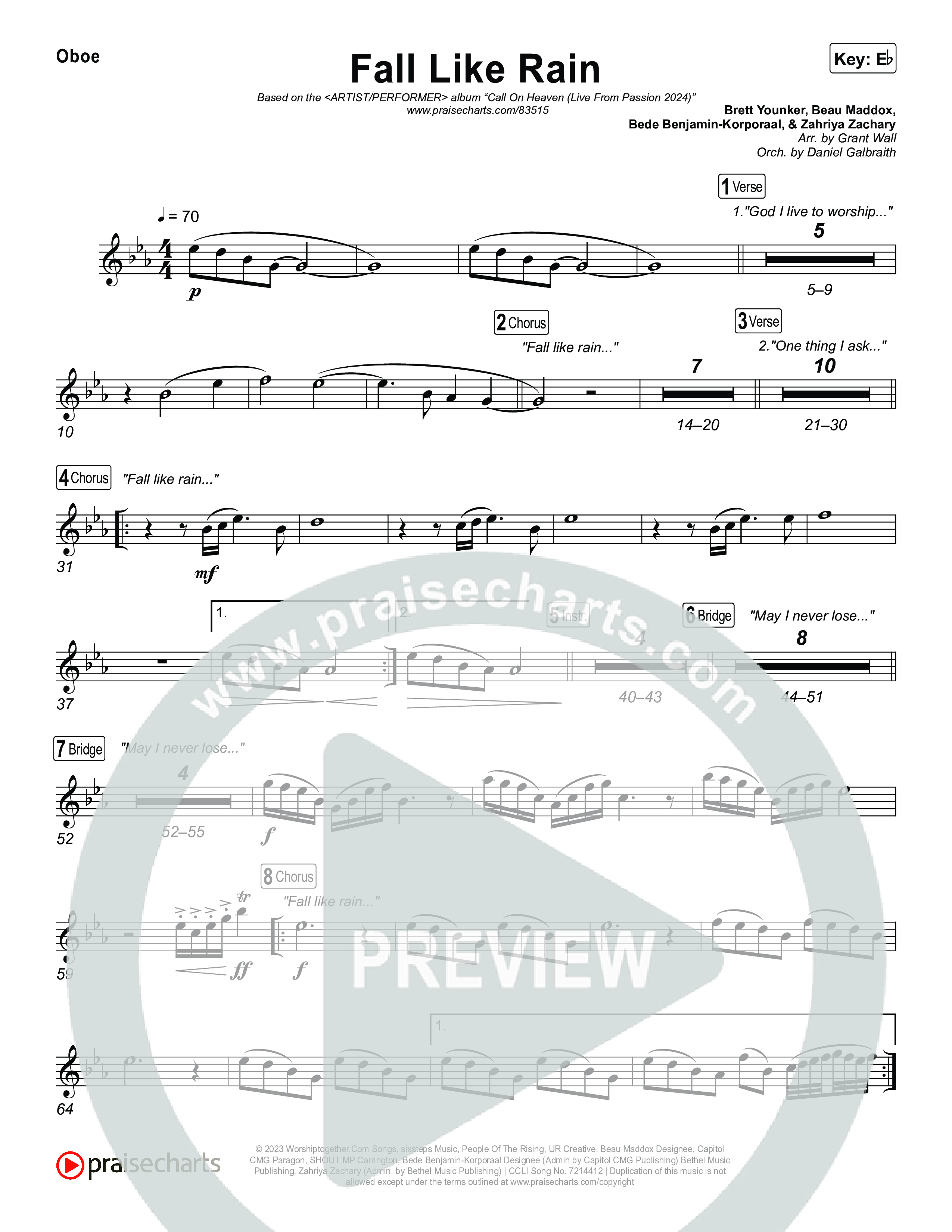 Fall Like Rain (Live From Passion 2024) Oboe (Passion / Kari Jobe / Rachel Halbach)
