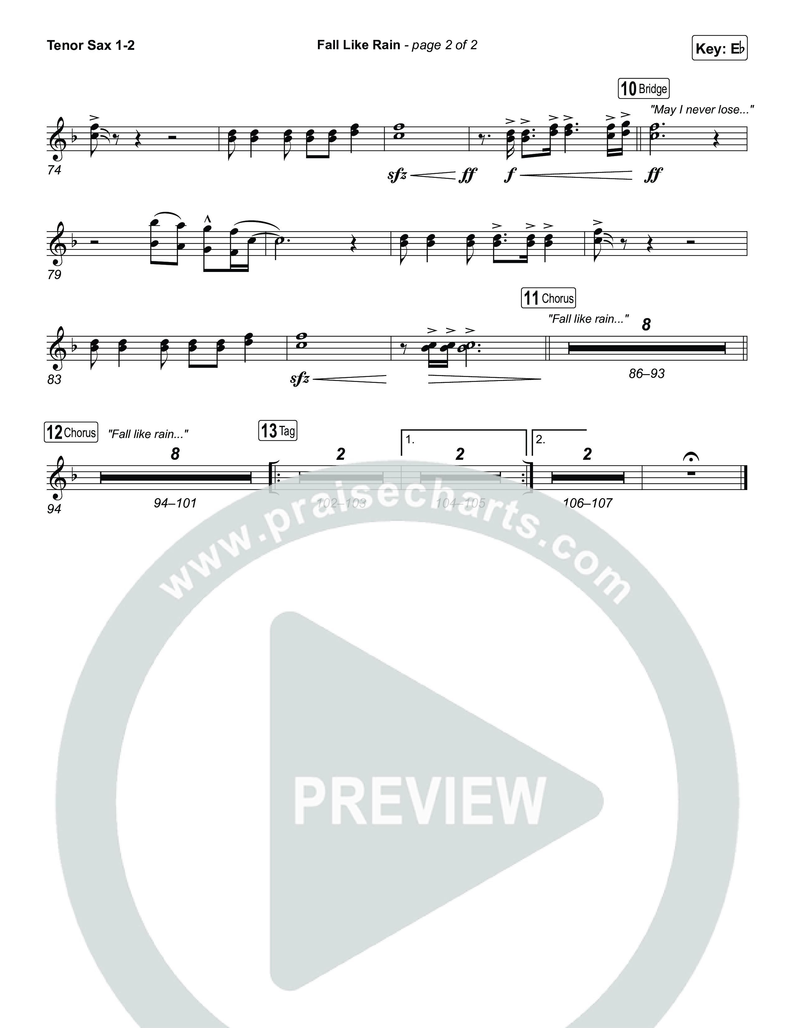 Fall Like Rain (Live From Passion 2024) Tenor Sax 1,2 (Passion / Kari Jobe / Rachel Halbach)