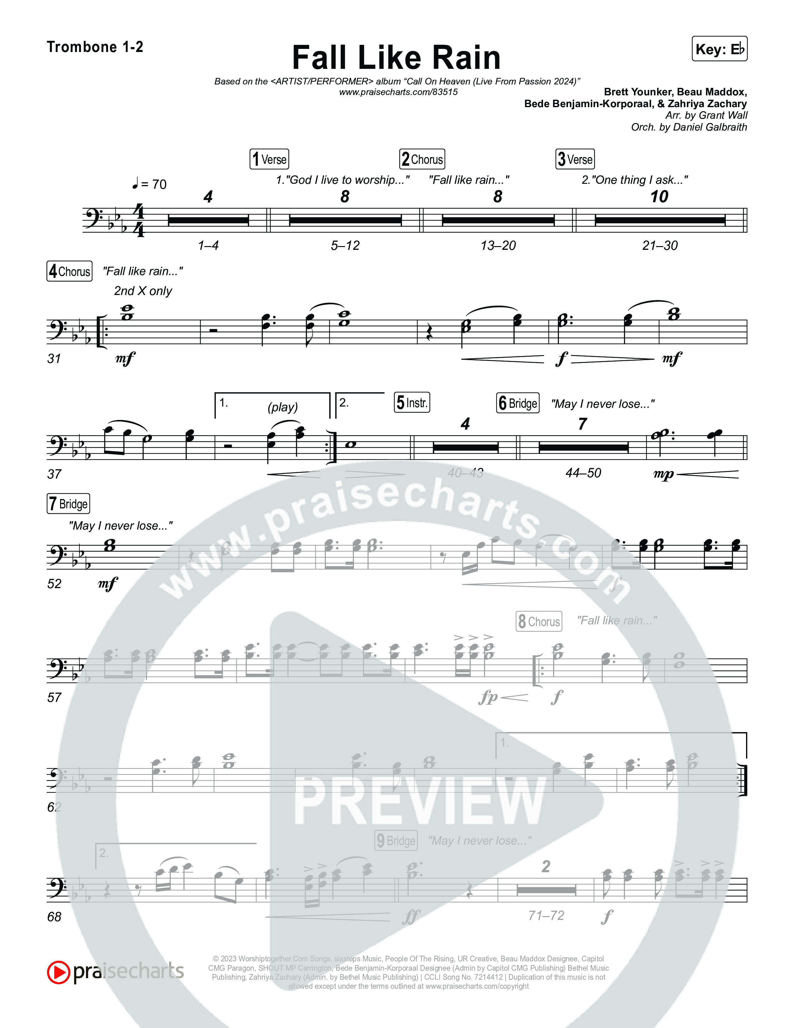 Fall Like Rain (Live From Passion 2024) Trombone 1/2 (Passion / Kari Jobe / Rachel Halbach)