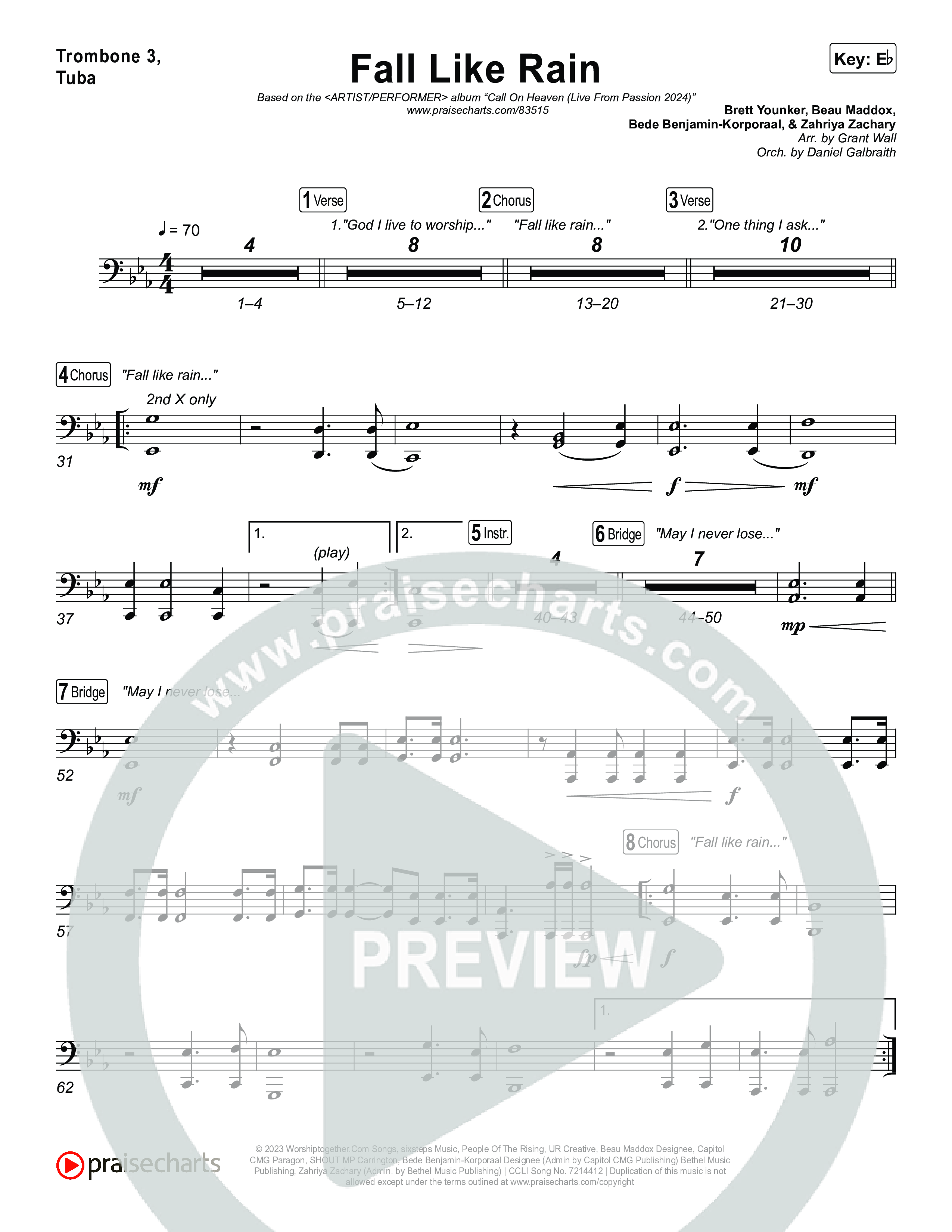 Fall Like Rain (Live From Passion 2024) Trombone 3/Tuba (Passion / Kari Jobe / Rachel Halbach)