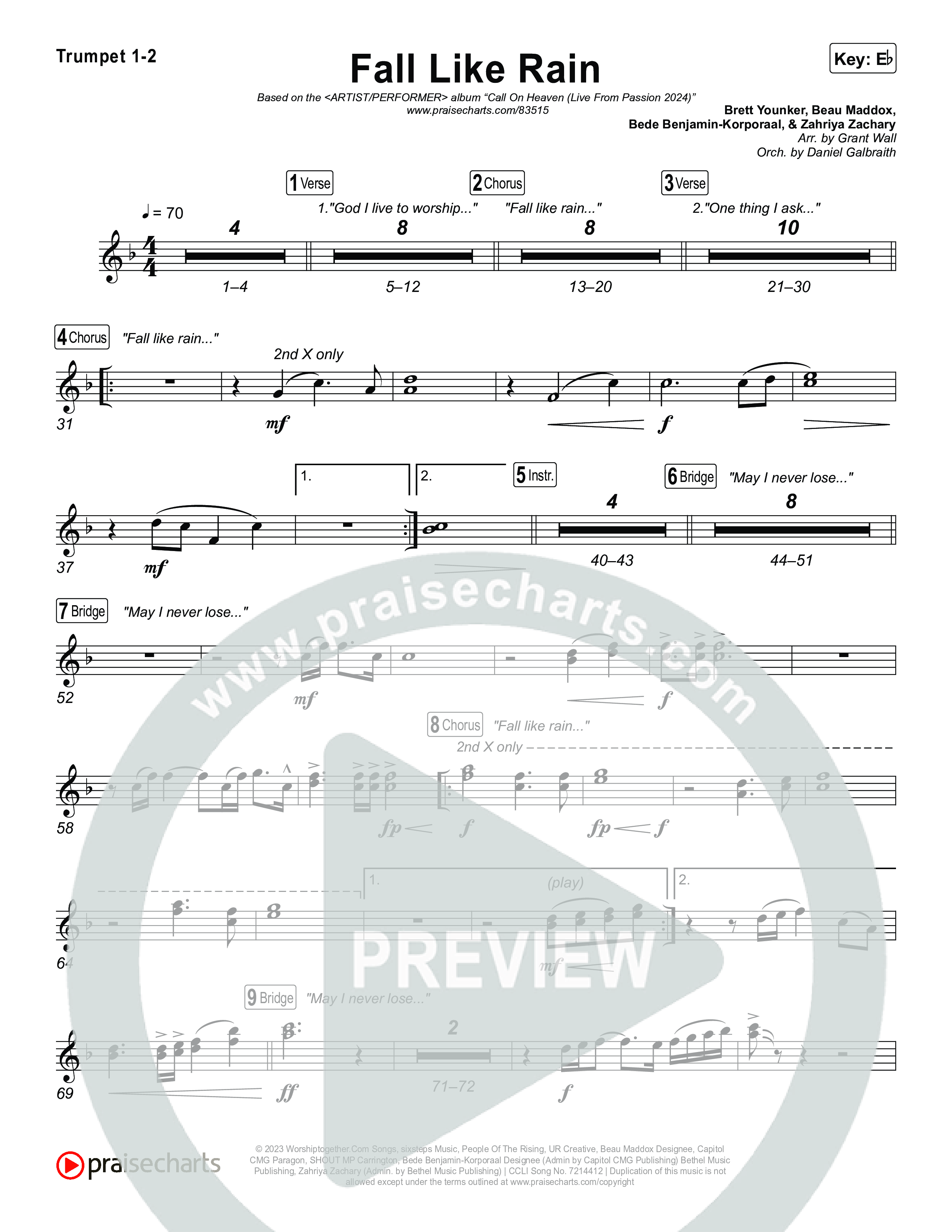 Fall Like Rain (Live From Passion 2024) Brass Pack (Passion / Kari Jobe / Rachel Halbach)