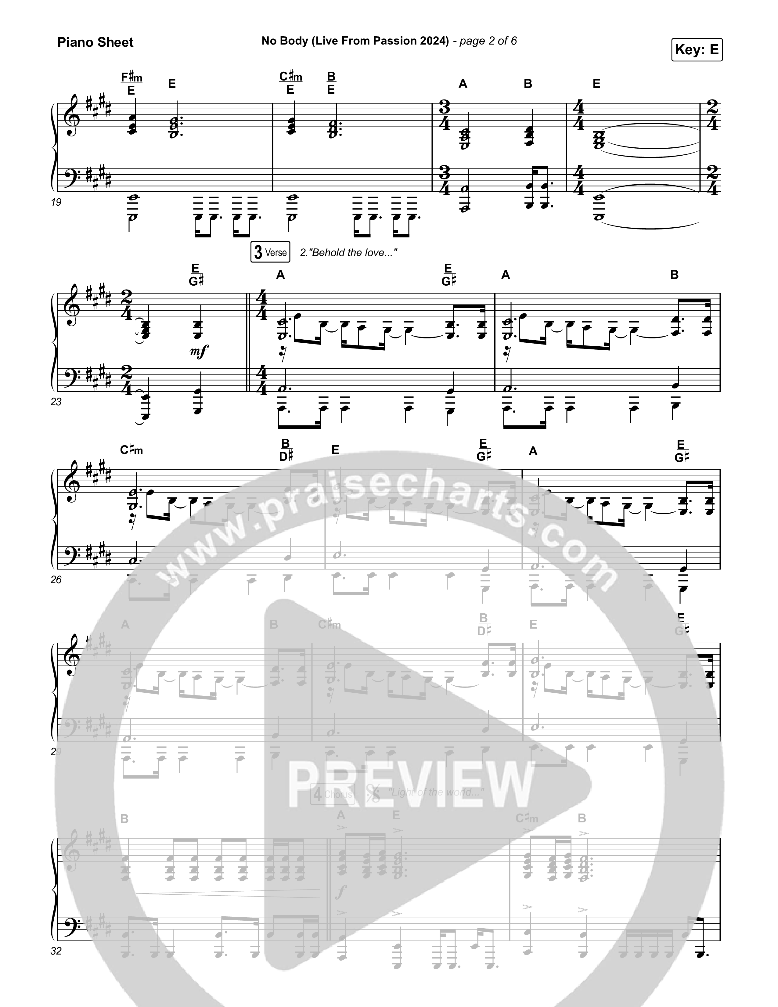 No Body (Live From Passion 2024) Piano Sheet (Passion / Chidima)