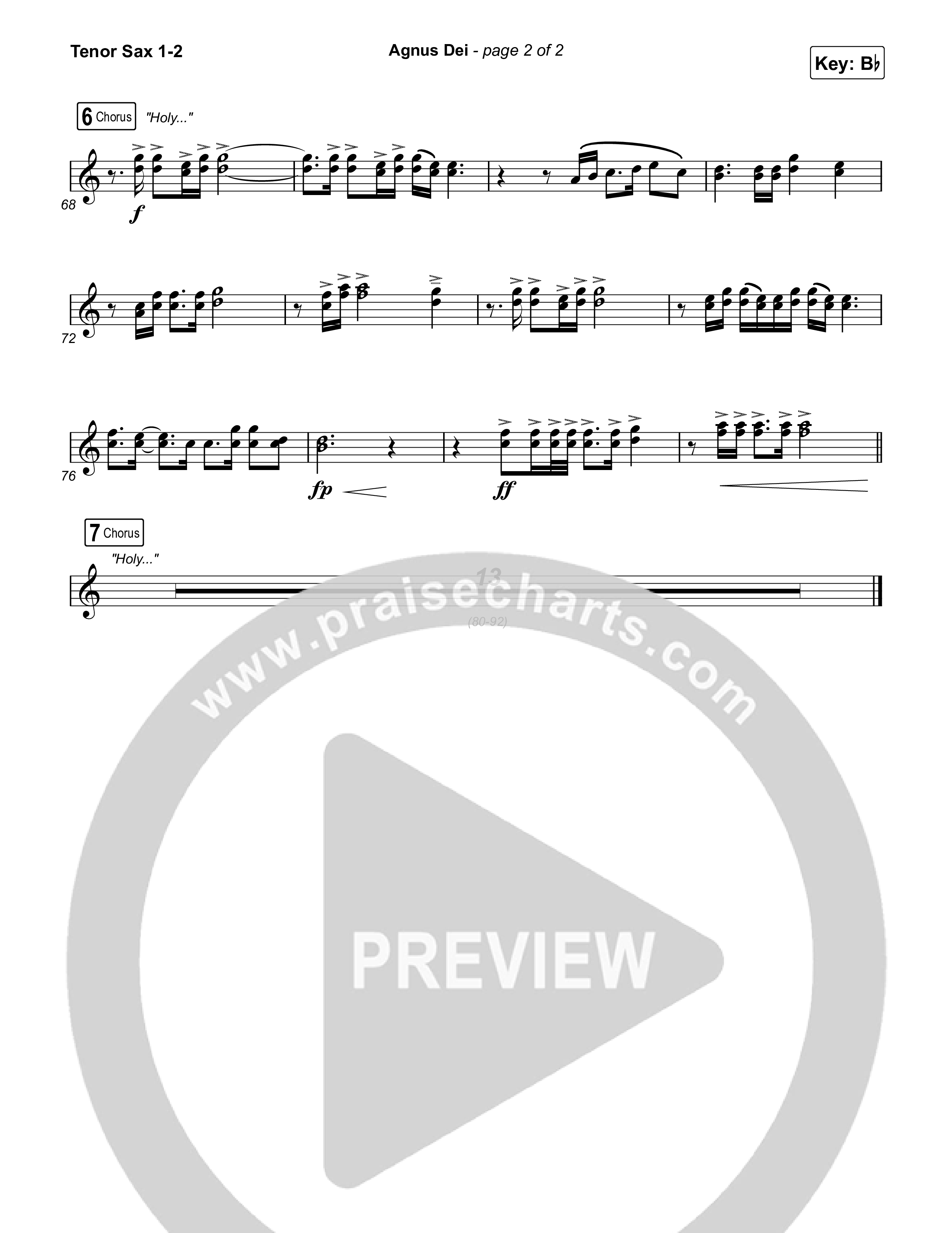 Agnus Dei (Live From Passion 2024) Tenor Sax 1,2 (Passion / Kristian Stanfill)