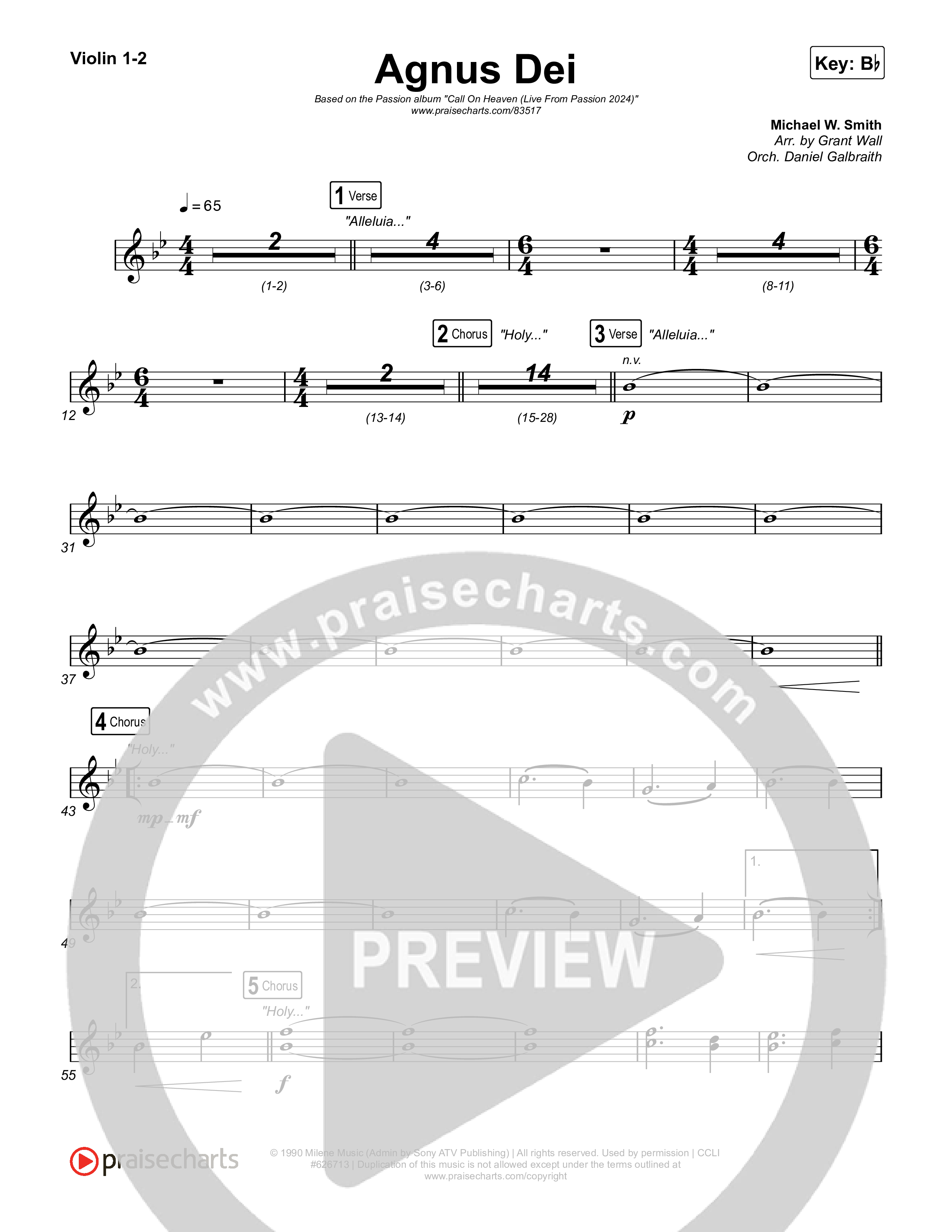 Agnus Dei (Live From Passion 2024) Violin 1,2 (Passion / Kristian Stanfill)