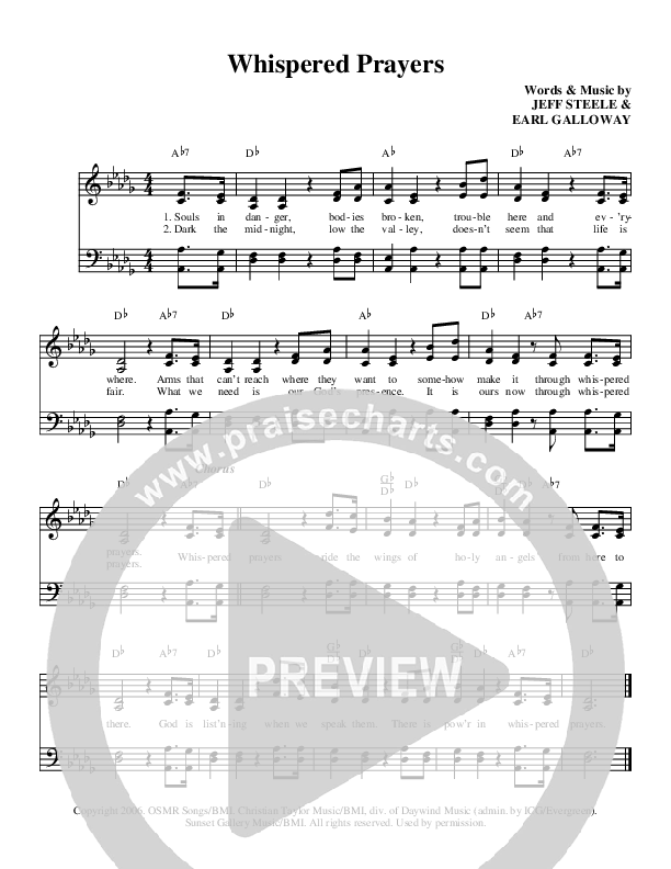 Whispered Prayers Lead Sheet (Karen Peck & New River)