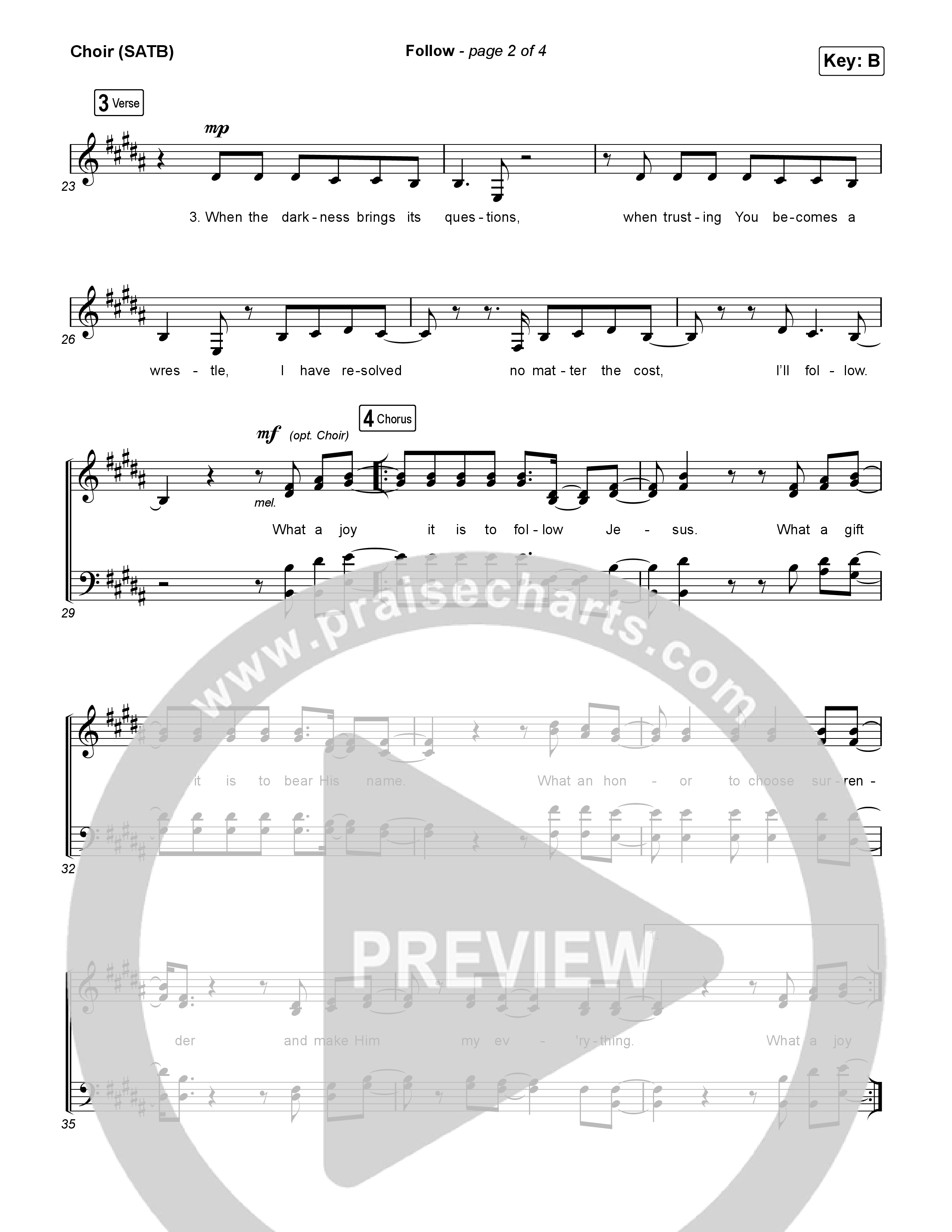 Follow (Live From Passion 2024) Choir Sheet (SATB) (Passion / Melodie Malone)