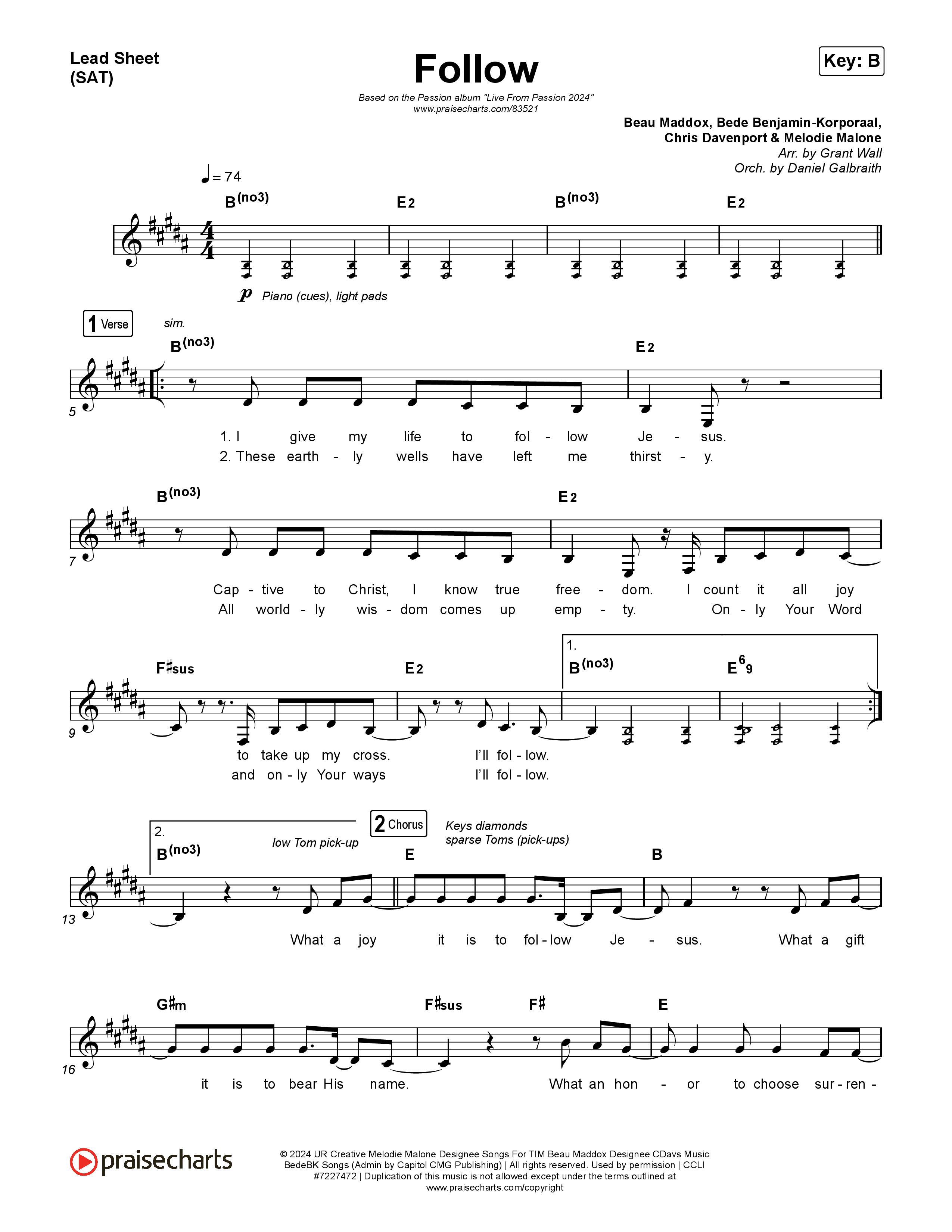 Follow (Live From Passion 2024) Lead Sheet (SAT) (Passion / Melodie Malone)