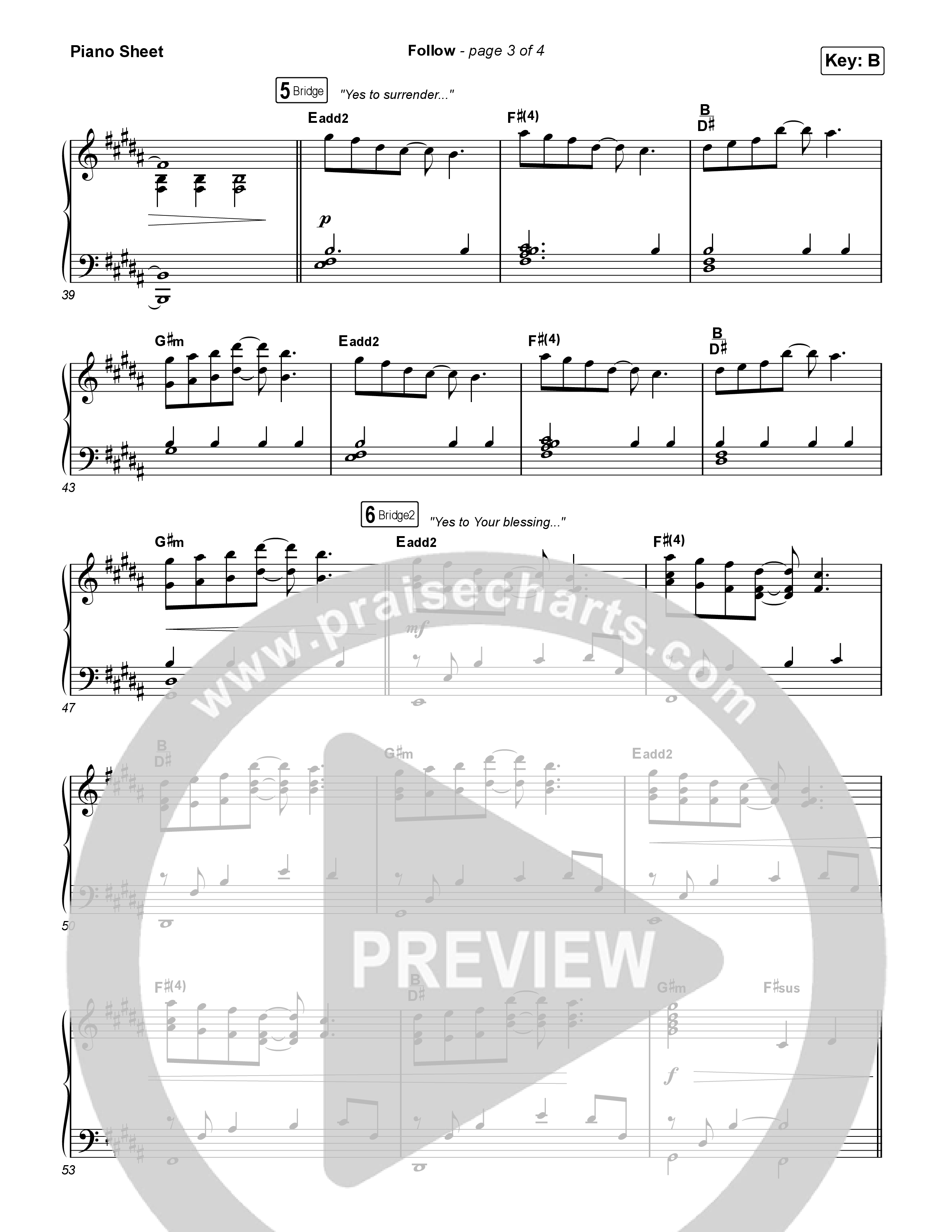 Follow (Live From Passion 2024) Piano Sheet (Passion / Melodie Malone)