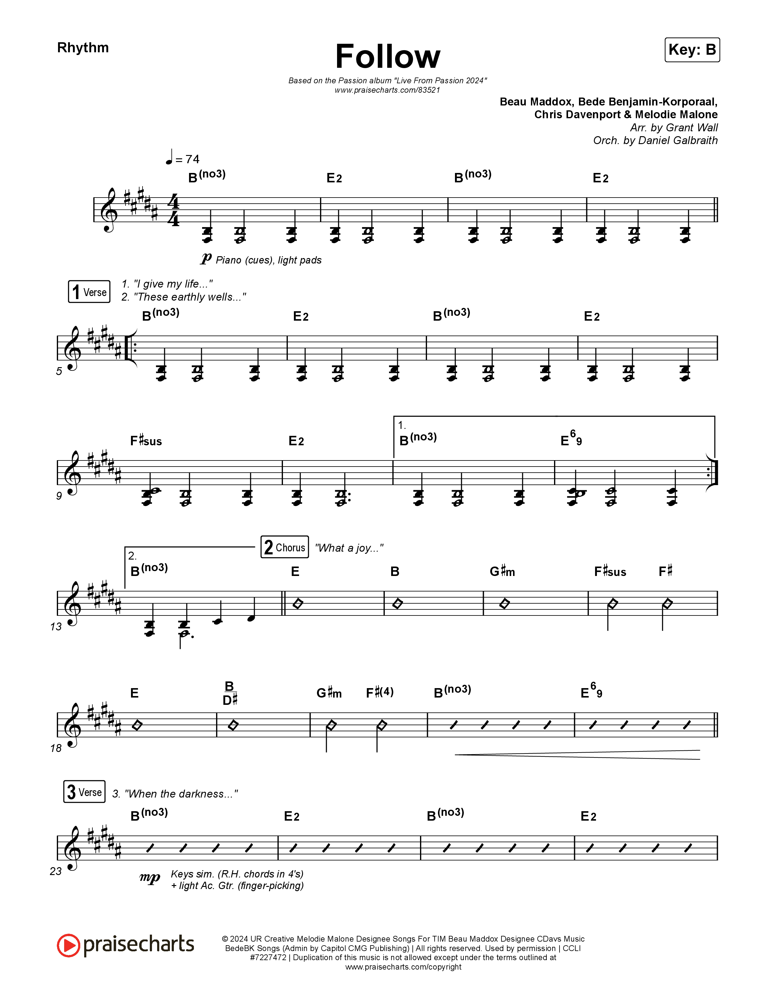 Follow (Live From Passion 2024) Rhythm Chart (Passion / Melodie Malone)