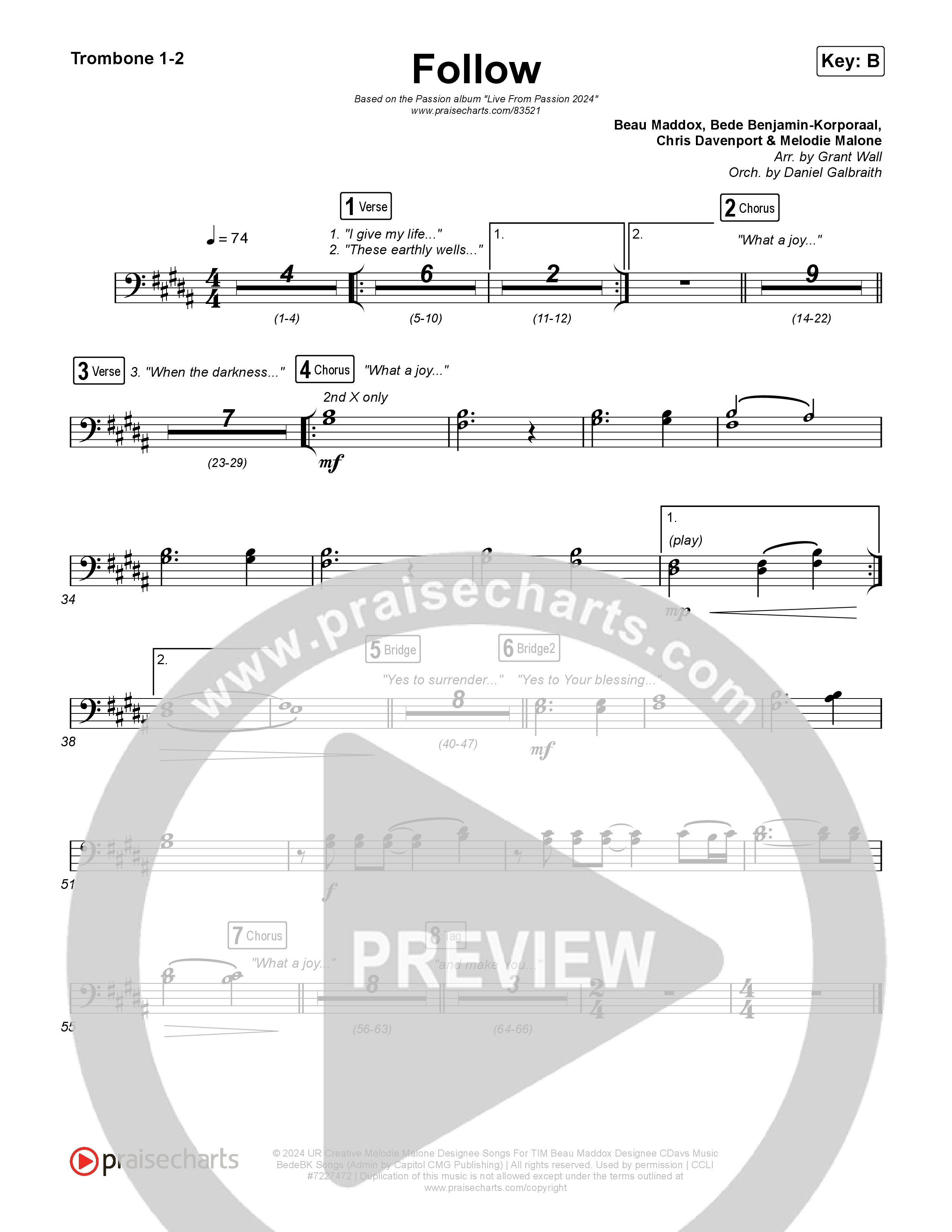 Follow (Live From Passion 2024) Trombone 1/2 (Passion / Melodie Malone)