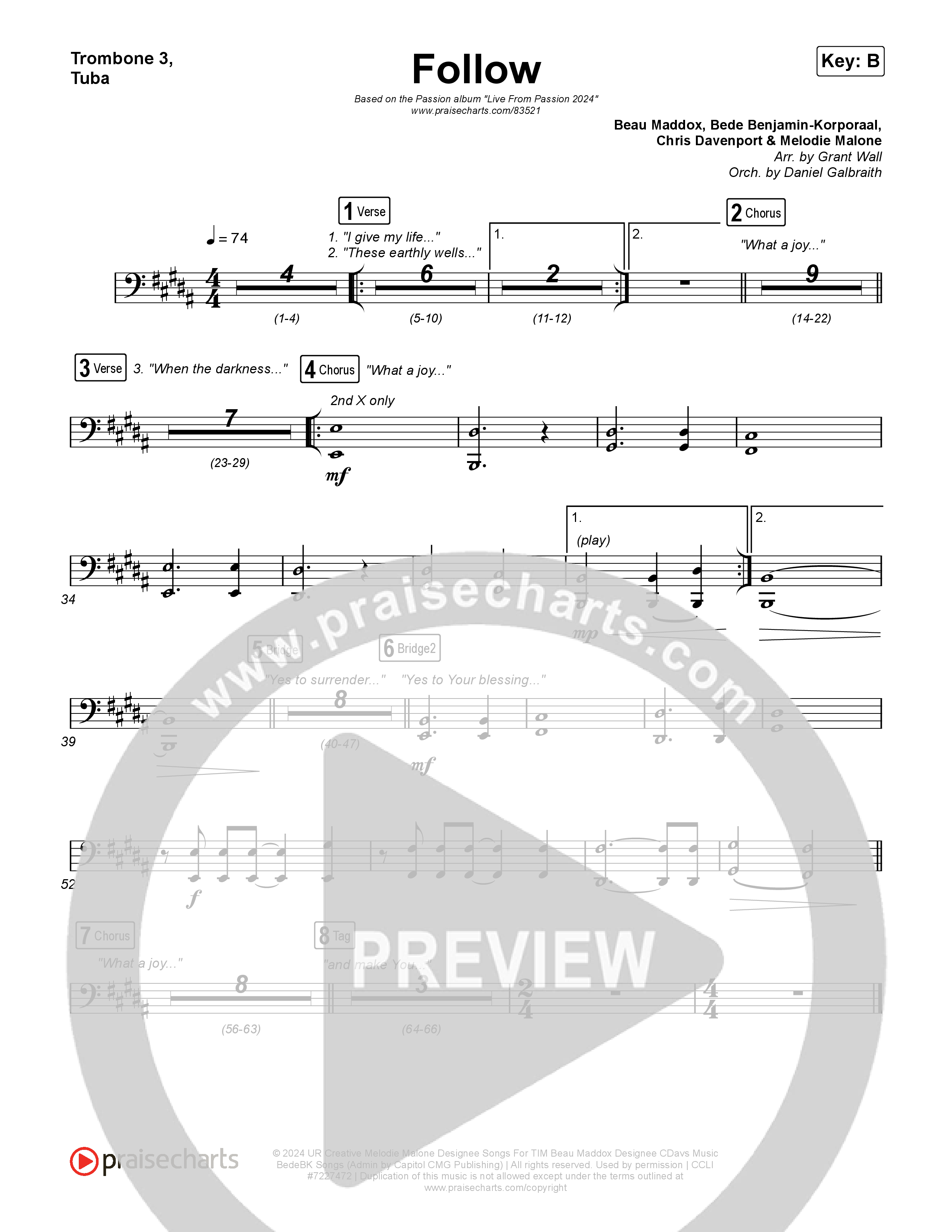 Follow (Live From Passion 2024) Trombone 3/Tuba (Passion / Melodie Malone)