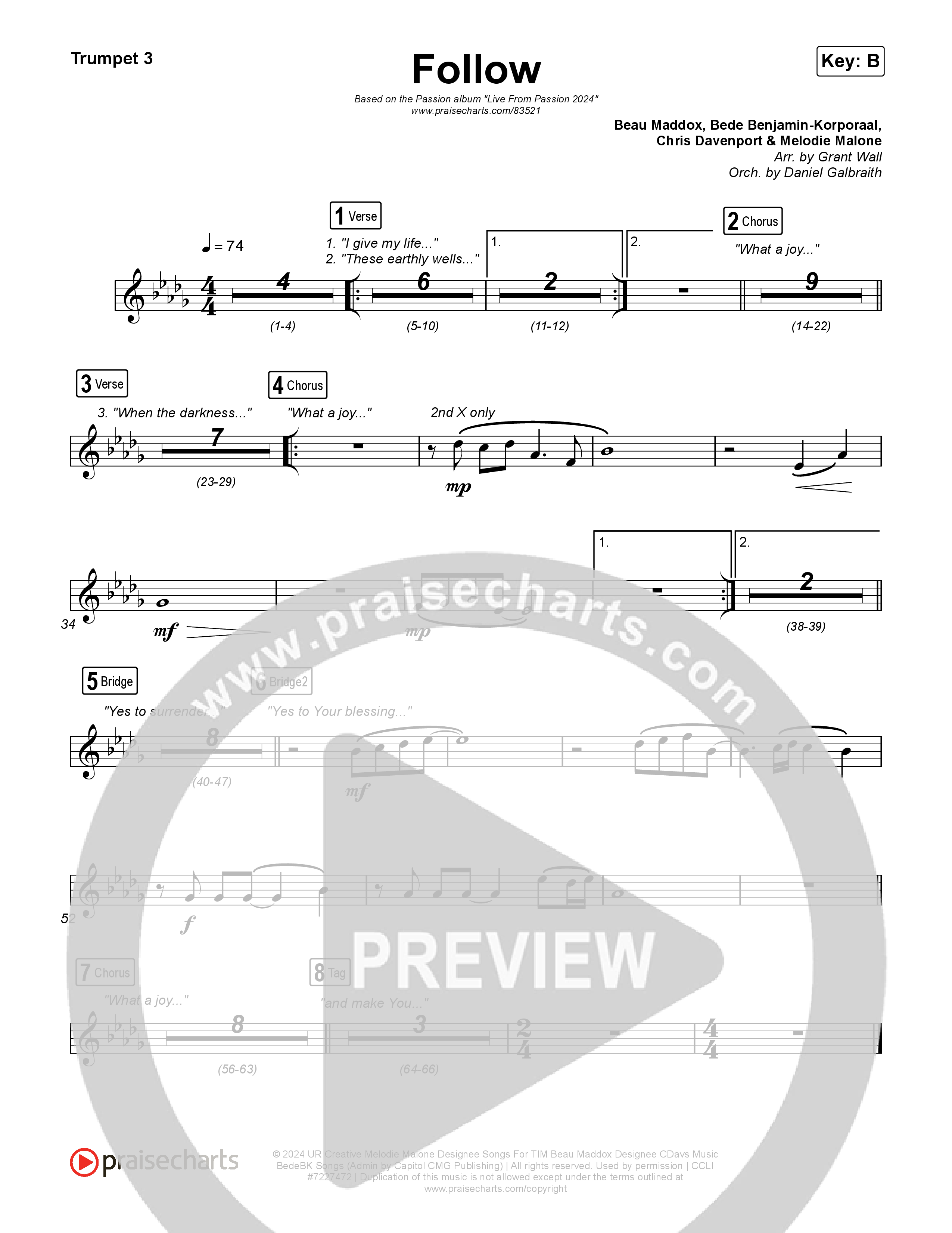 Follow (Live From Passion 2024) Trumpet 1,2 (Passion / Melodie Malone)